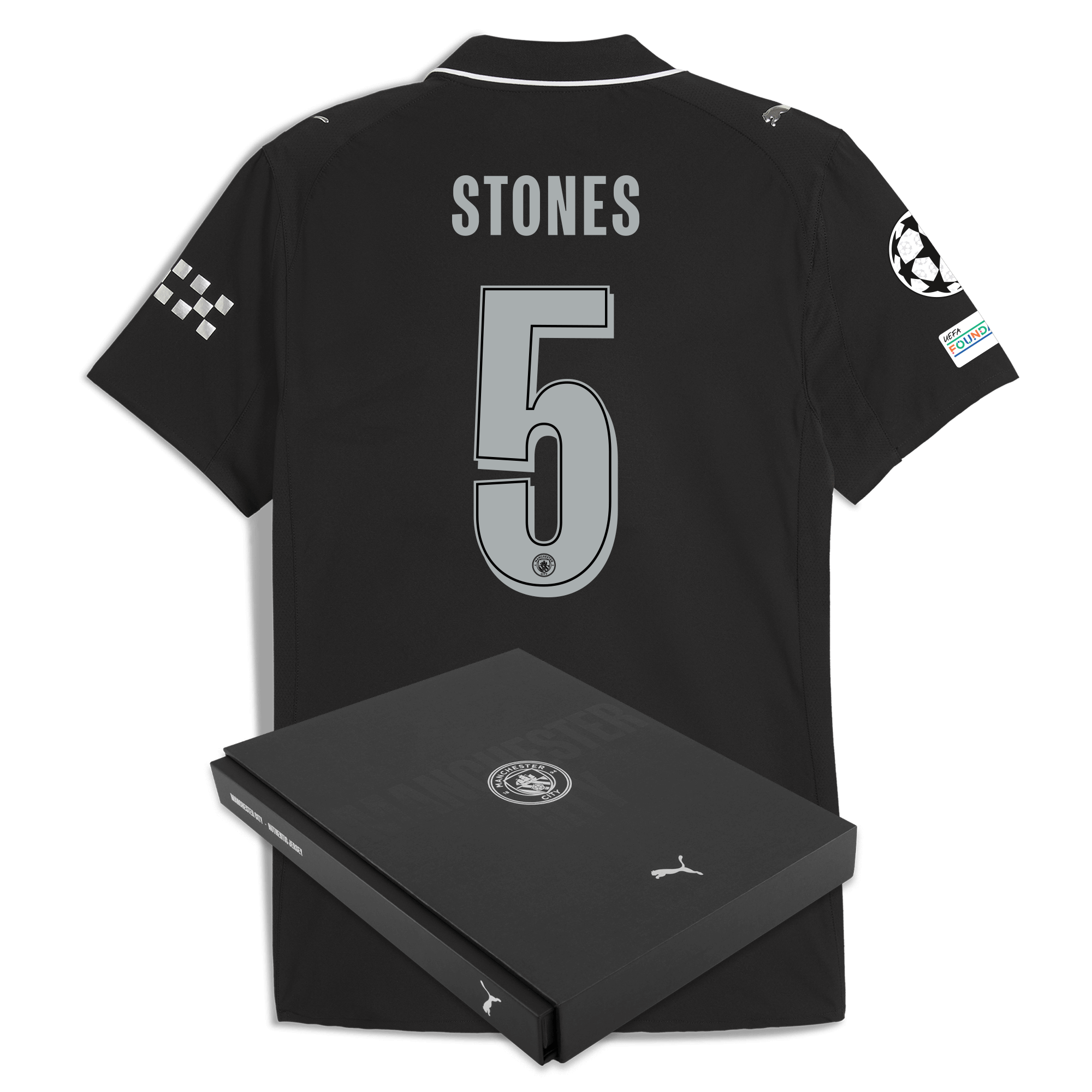 Manchester City manchester city man city champions league away authentic jersey 202526 with stones 5 printing in gift box Collection - ManchesterCitystore.com