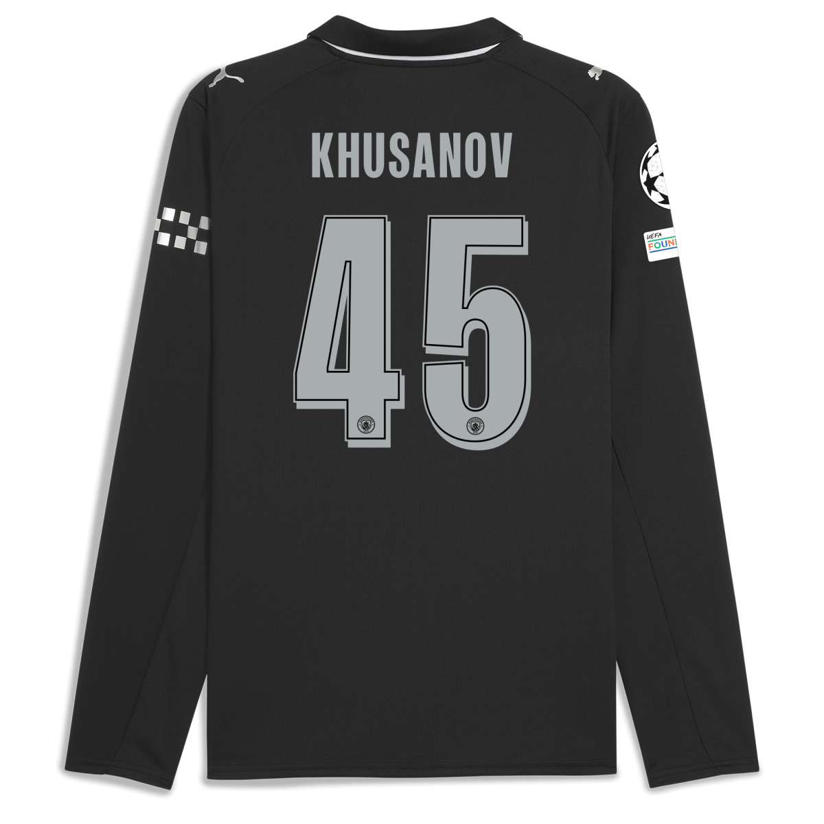 Manchester City manchester city man city champions league away jersey 202526 long sleeve with khusanov 45 printing Collection - ManchesterCitystore.com