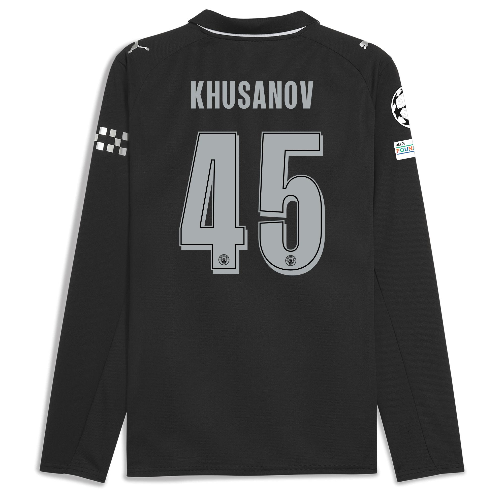 Manchester City manchester city man city champions league away jersey 202526 long sleeve with khusanov 45 printing Collection - ManchesterCitystore.com
