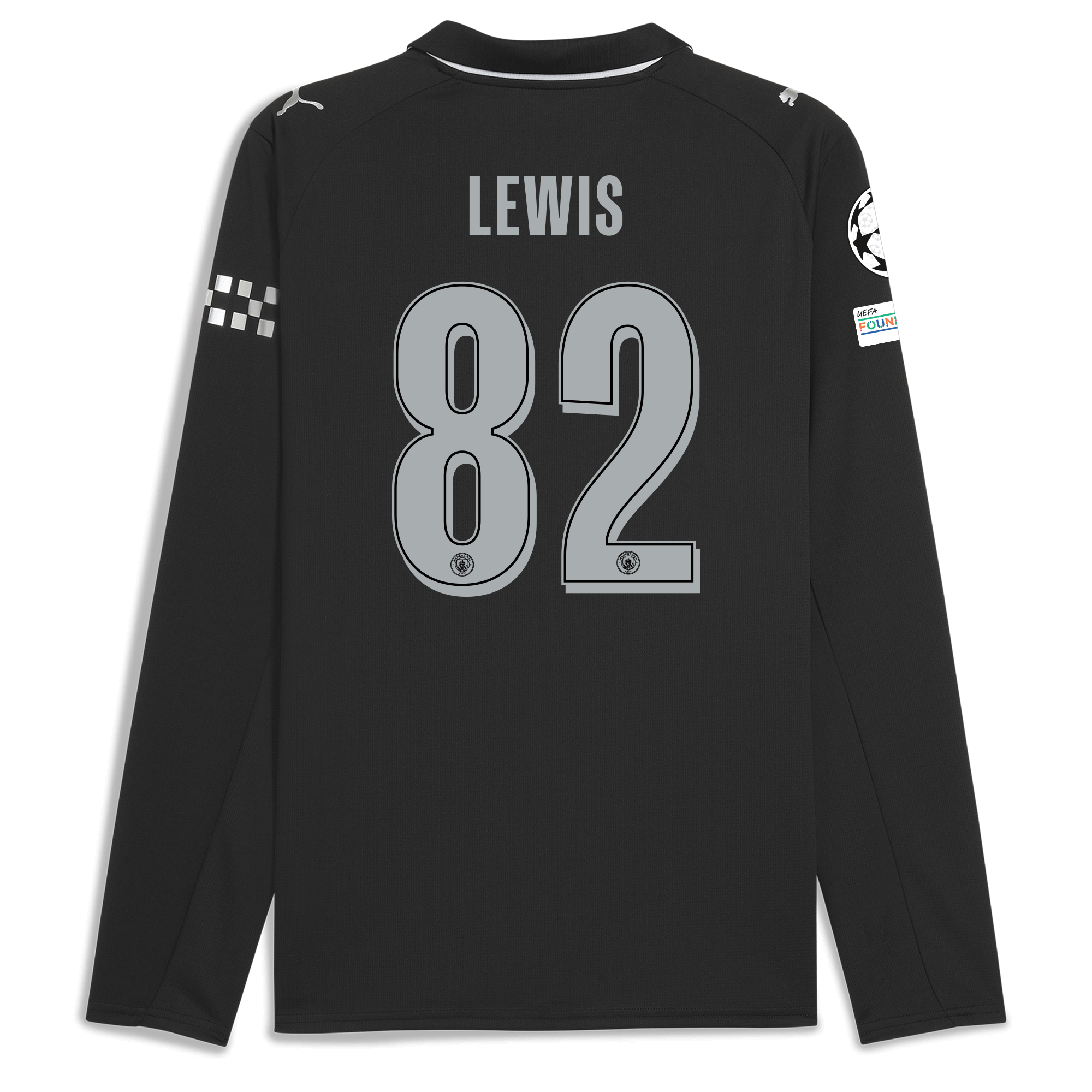Manchester City manchester city man city champions league away jersey 202526 long sleeve with lewis 82 printing Collection - ManchesterCitystore.com