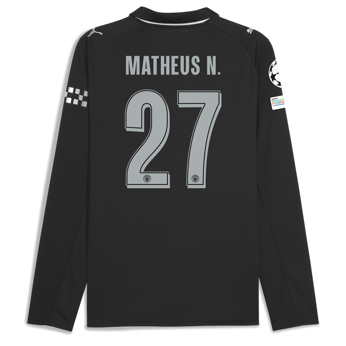 Manchester City manchester city man city champions league away jersey 202526 long sleeve with matheus n. 27 printing Collection - ManchesterCitystore.com