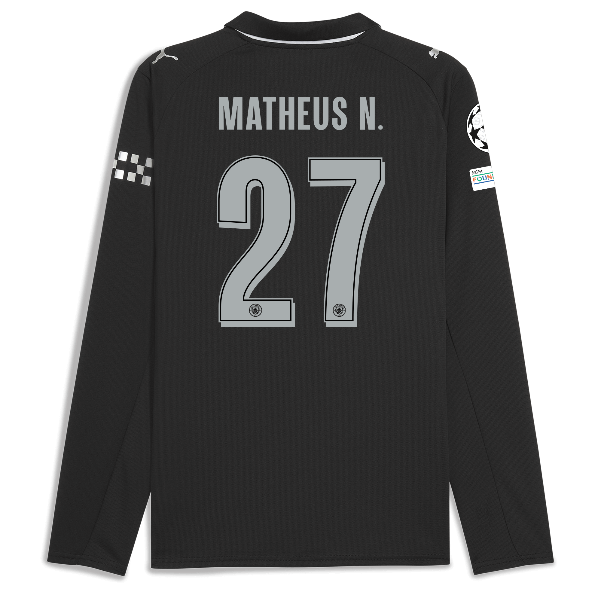 Manchester City manchester city man city champions league away jersey 202526 long sleeve with matheus n. 27 printing Collection - ManchesterCitystore.com