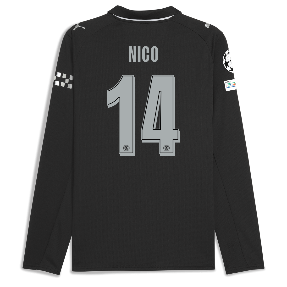Manchester City manchester city man city champions league away jersey 202526 long sleeve with nico 14 printing Collection - ManchesterCitystore.com