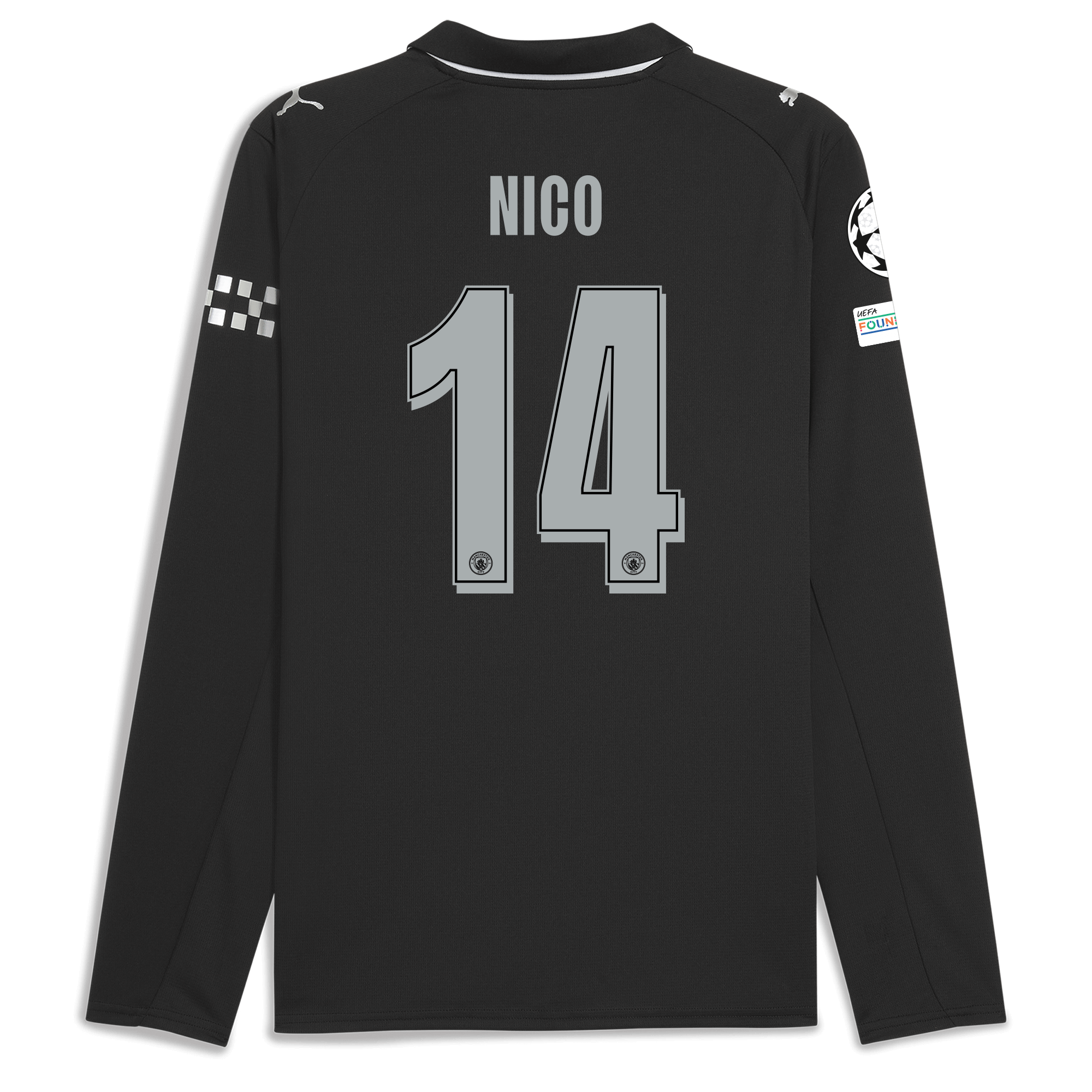Manchester City manchester city man city champions league away jersey 202526 long sleeve with nico 14 printing Collection - ManchesterCitystore.com