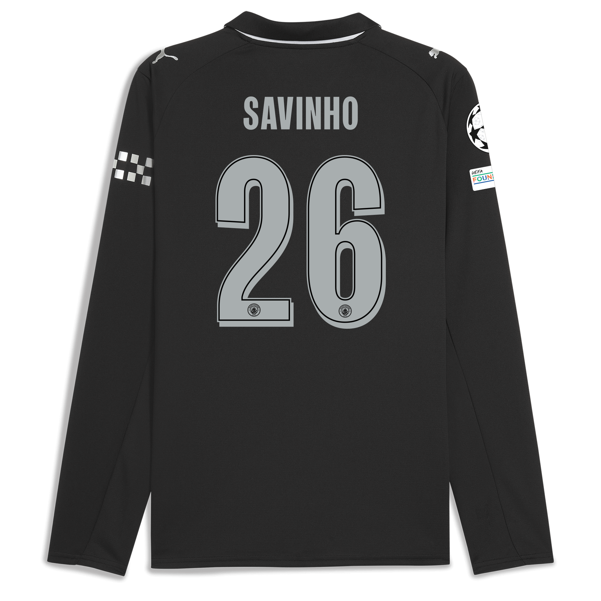 Manchester City manchester city man city champions league away jersey 202526 long sleeve with savinho 26 printing Collection - ManchesterCitystore.com