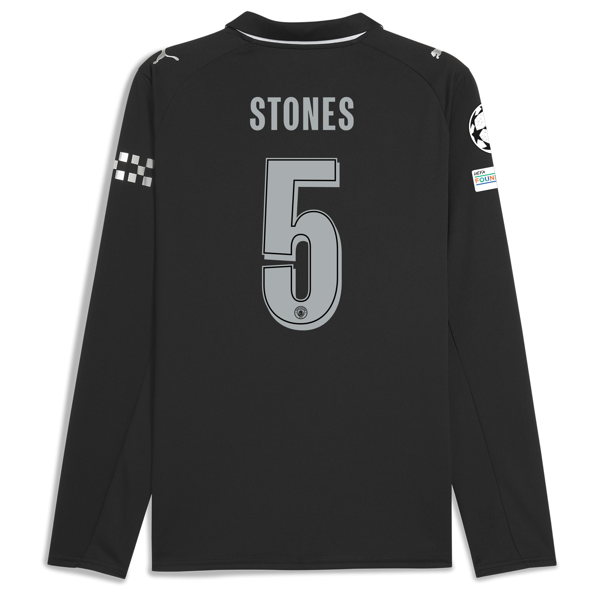 Manchester City manchester city man city champions league away jersey 202526 long sleeve with stones 5 printing Collection - ManchesterCitystore.com