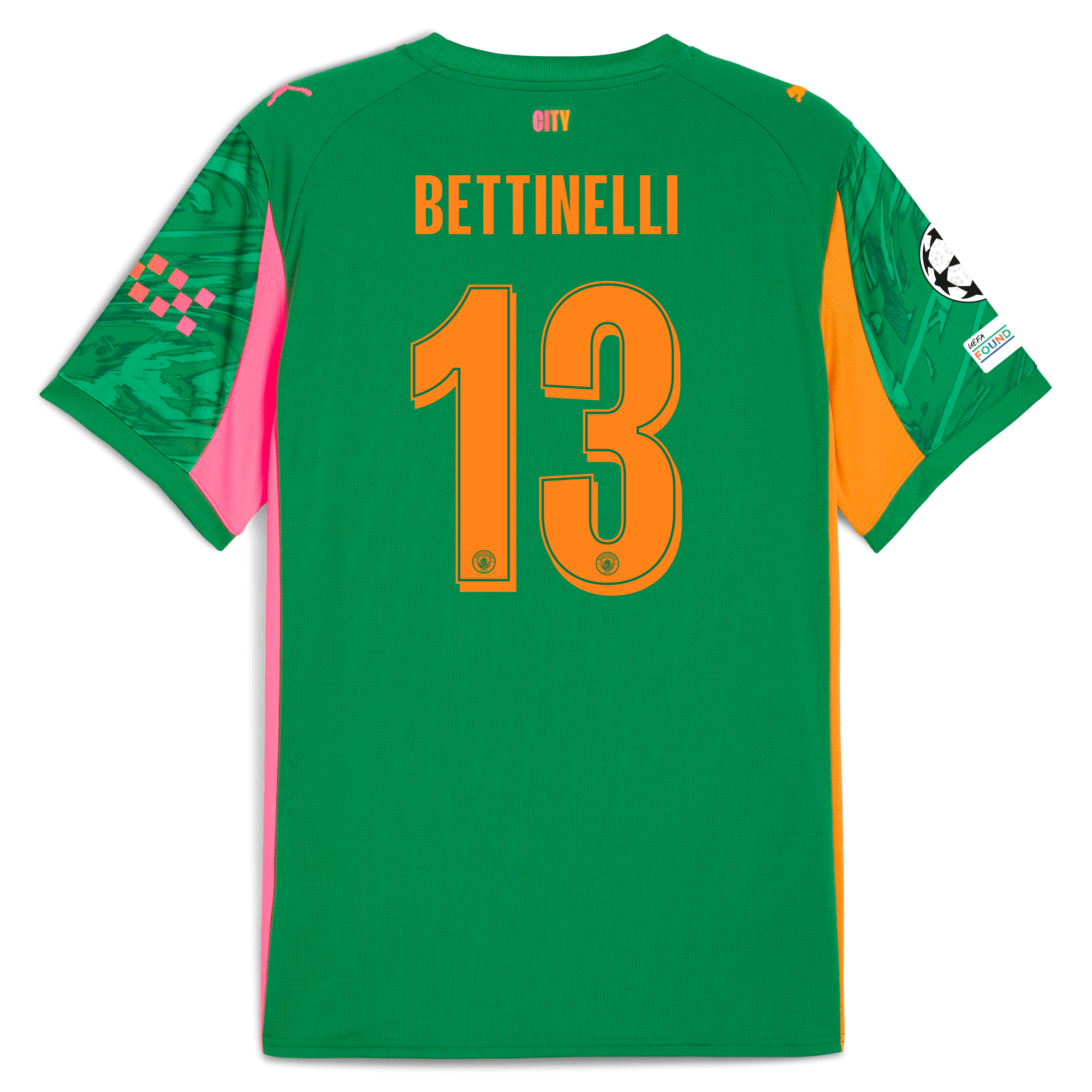 Manchester City manchester city man city champions league goalkeeper jersey green 202526 with bettinelli 13 printing Collection - ManchesterCitystore.com