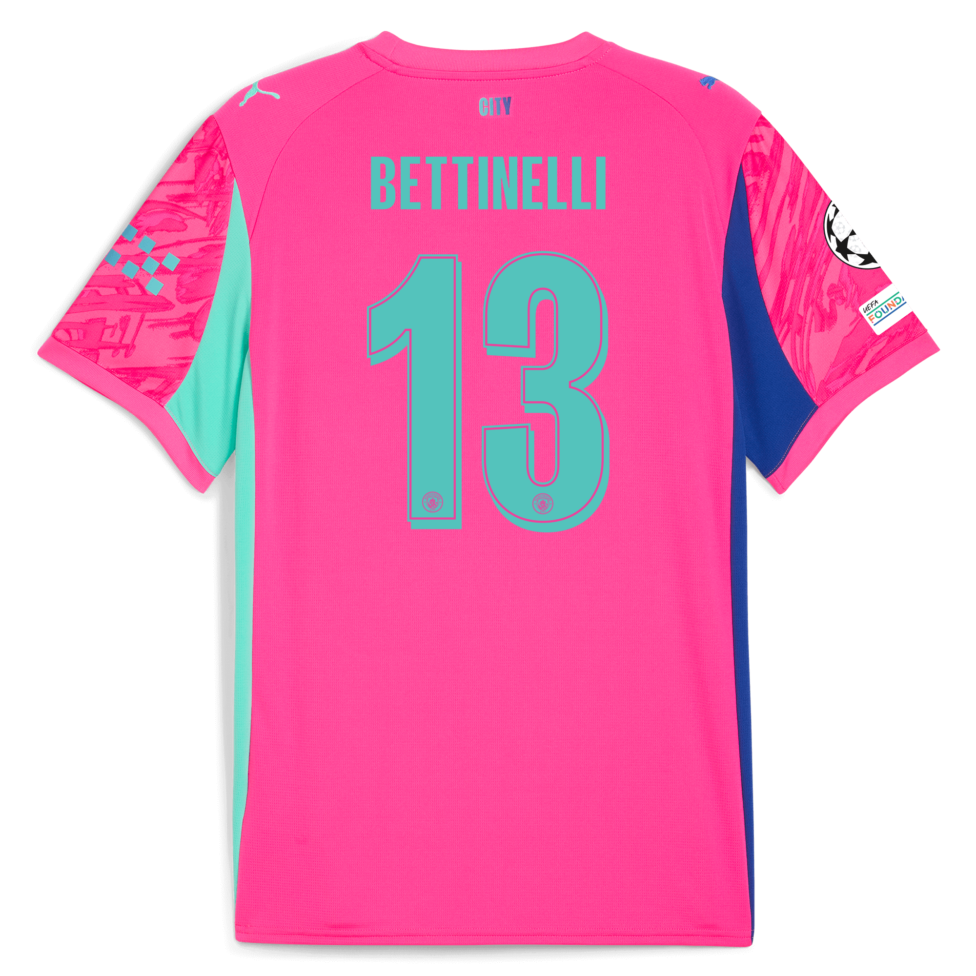 Manchester City manchester city man city champions league goalkeeper jersey pink 202526 with bettinelli 13 printing Collection - ManchesterCitystore.com