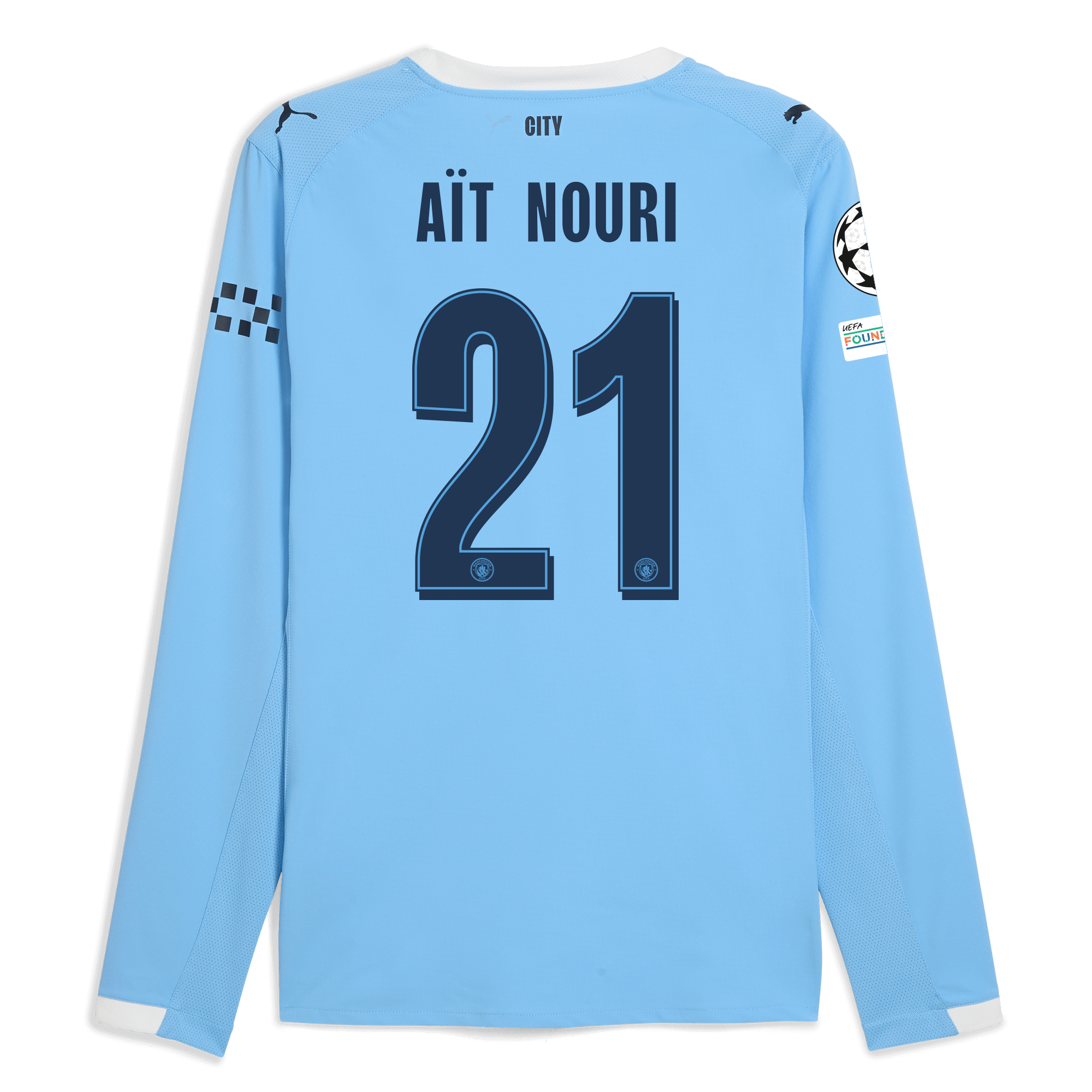 Manchester City manchester city man city champions league home authentic jersey 202526 long sleeve with ait-nouri 21 printing Collection - ManchesterCitystore.com