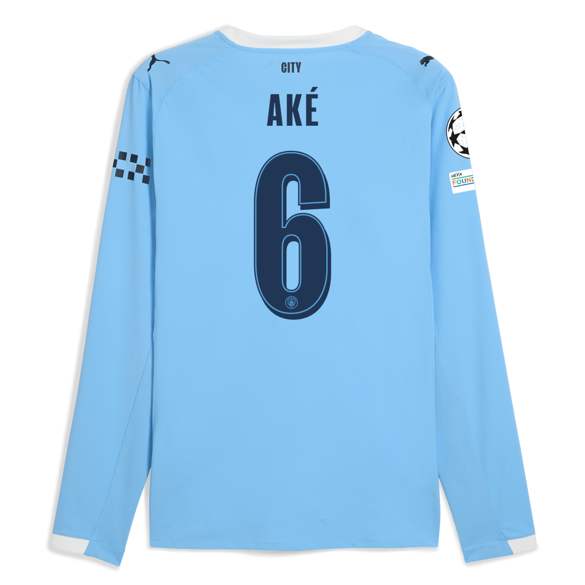 Manchester City manchester city man city champions league home authentic jersey 202526 long sleeve with ake 6 printing Collection - ManchesterCitystore.com