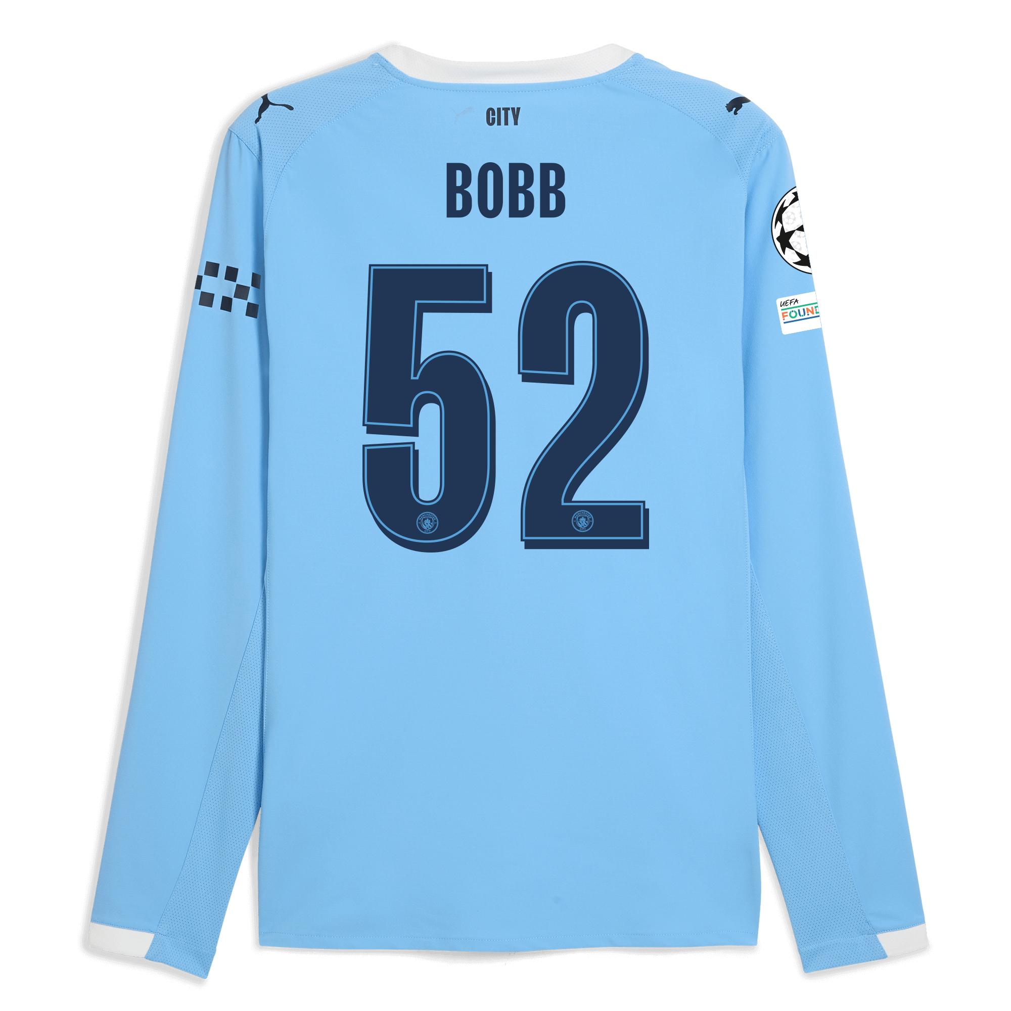 Manchester City manchester city man city champions league home authentic jersey 202526 long sleeve with bobb 52 printing Collection - ManchesterCitystore.com