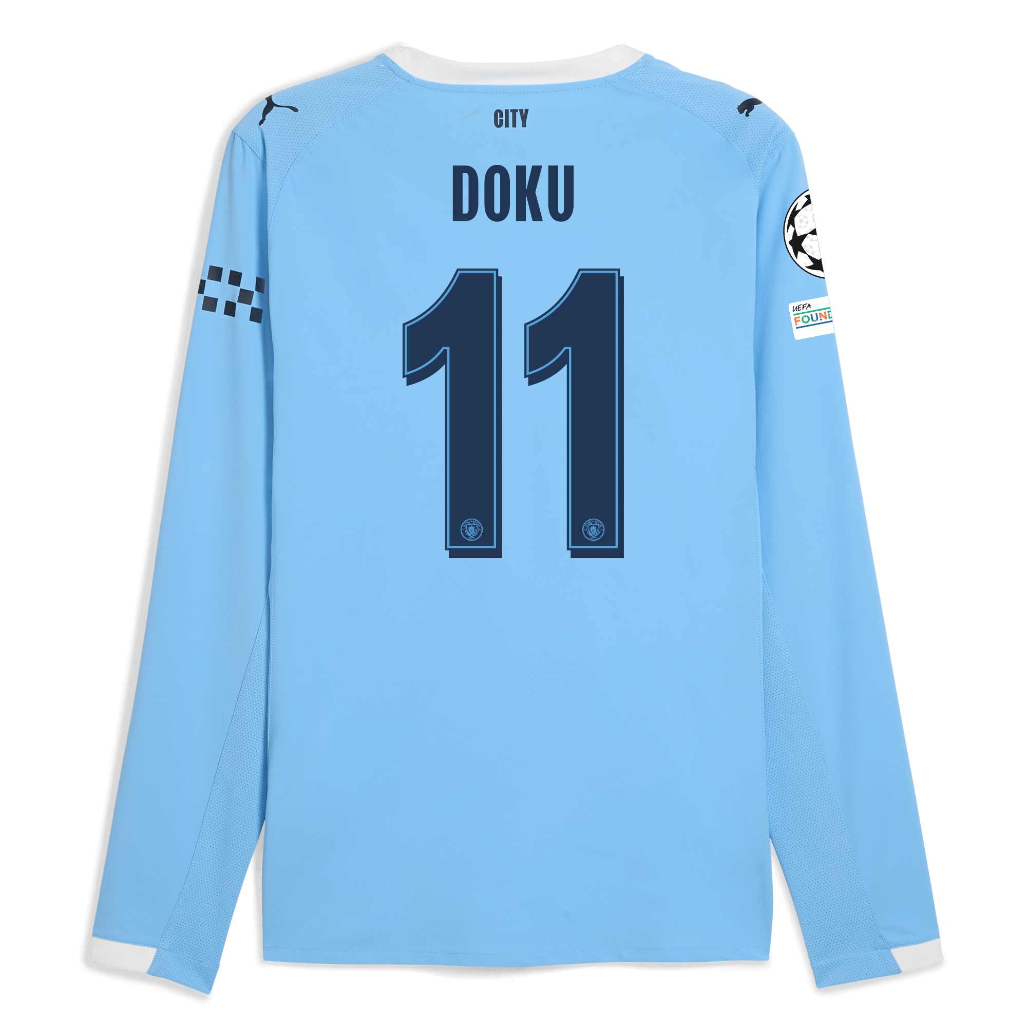 Manchester City manchester city man city champions league home authentic jersey 202526 long sleeve with doku 11 printing Collection - ManchesterCitystore.com