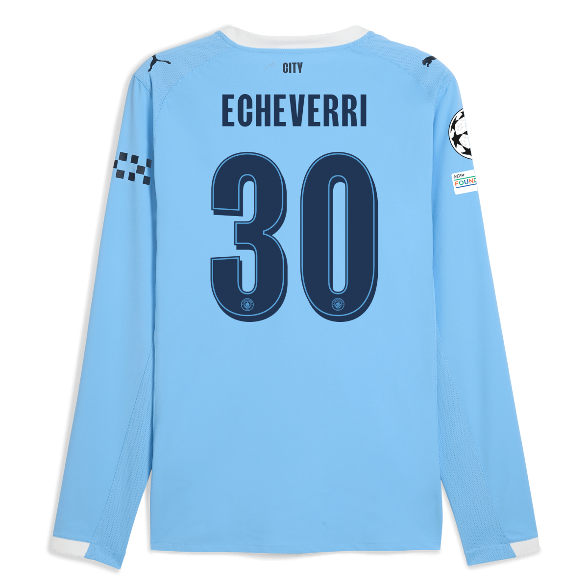 Manchester City manchester city man city champions league home authentic jersey 202526 long sleeve with echeverri 30 printing Collection - ManchesterCitystore.com