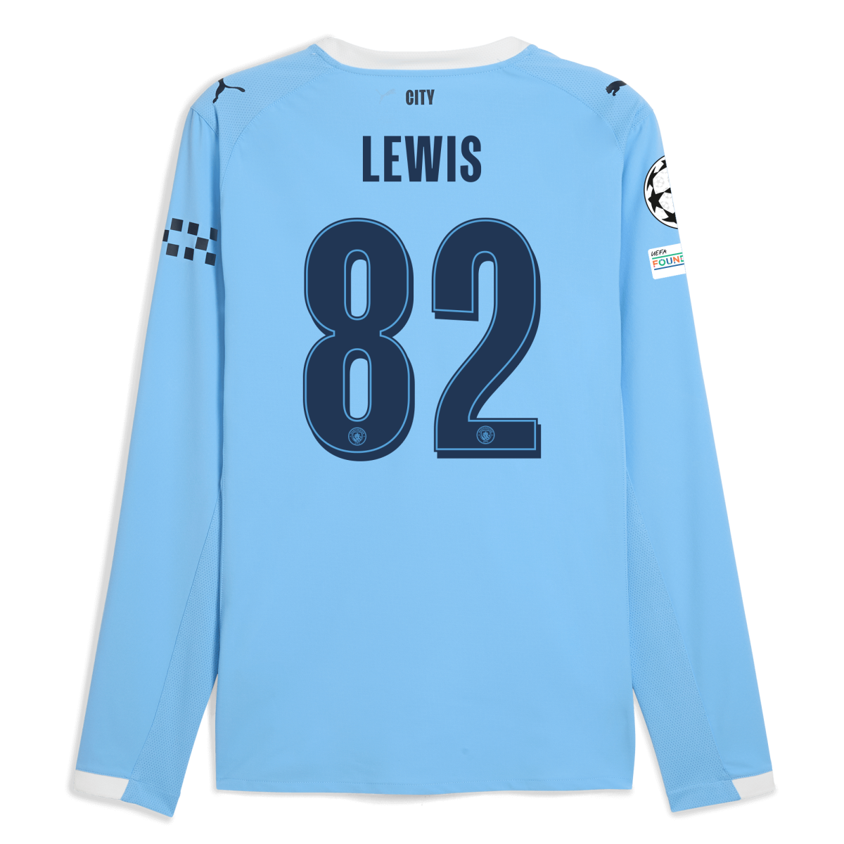 Manchester City manchester city man city champions league home authentic jersey 202526 long sleeve with lewis 82 printing Collection - ManchesterCitystore.com