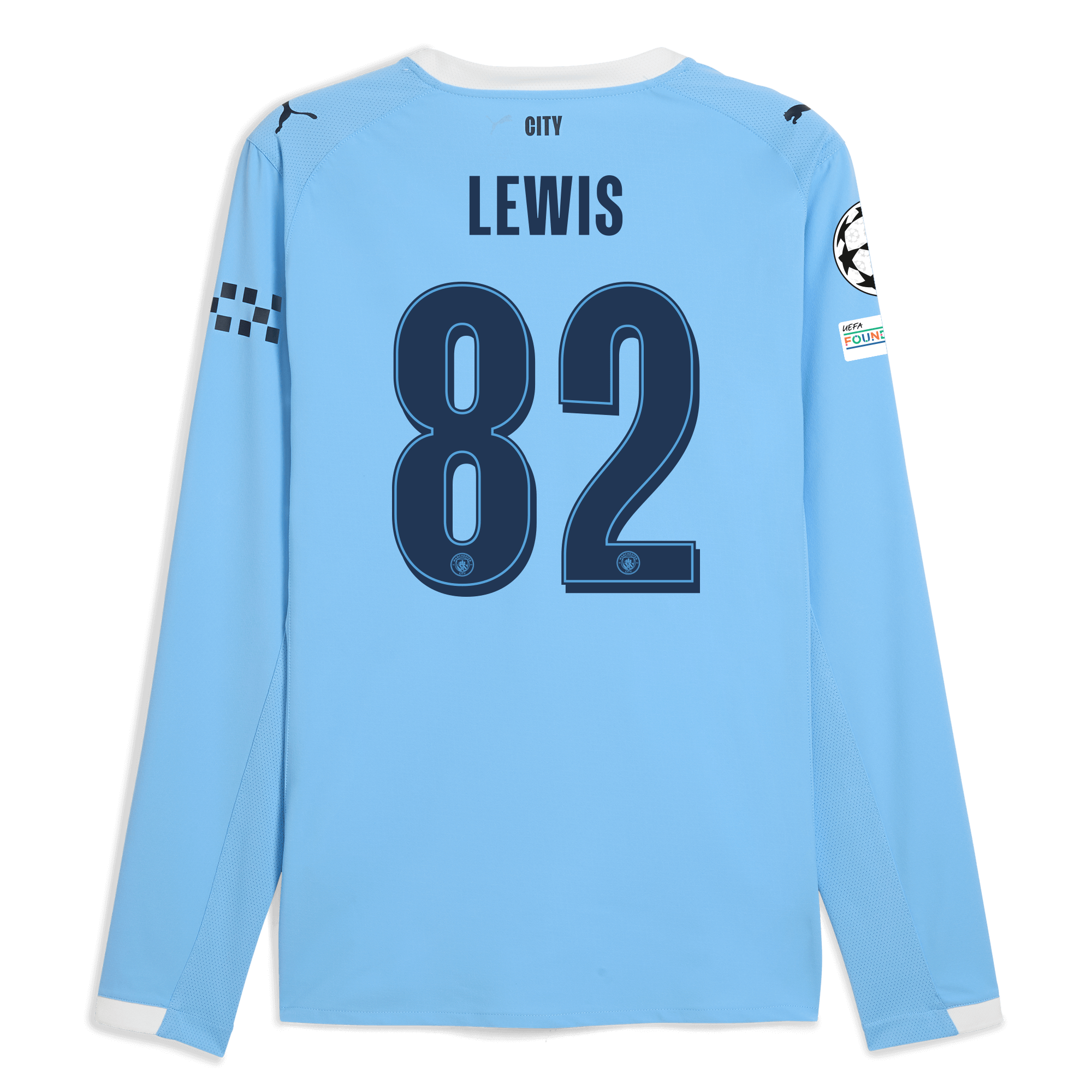 Manchester City manchester city man city champions league home authentic jersey 202526 long sleeve with lewis 82 printing Collection - ManchesterCitystore.com