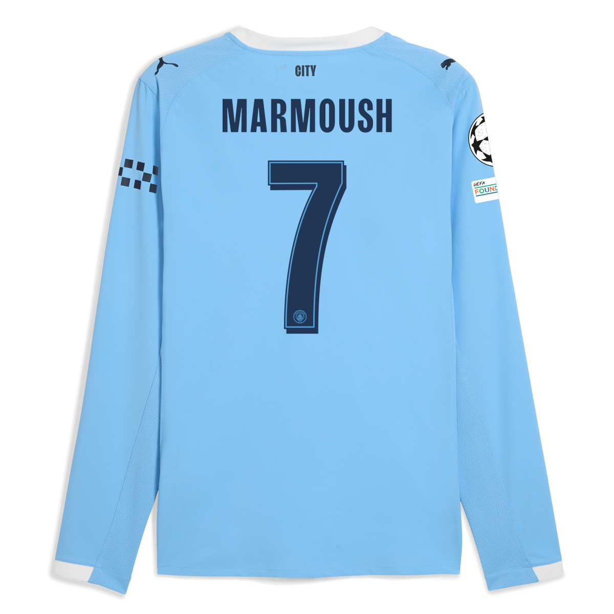 Manchester City manchester city man city champions league home authentic jersey 202526 long sleeve with marmoush 7 printing Collection - ManchesterCitystore.com