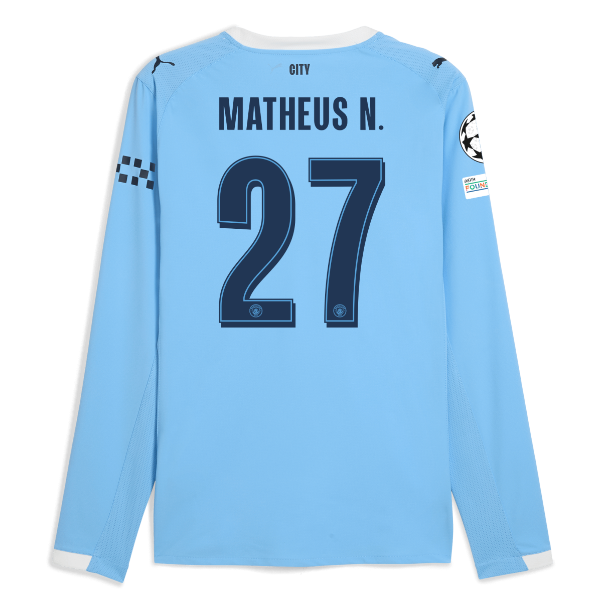 Manchester City manchester city man city champions league home authentic jersey 202526 long sleeve with matheus n. 27 printing Collection - ManchesterCitystore.com
