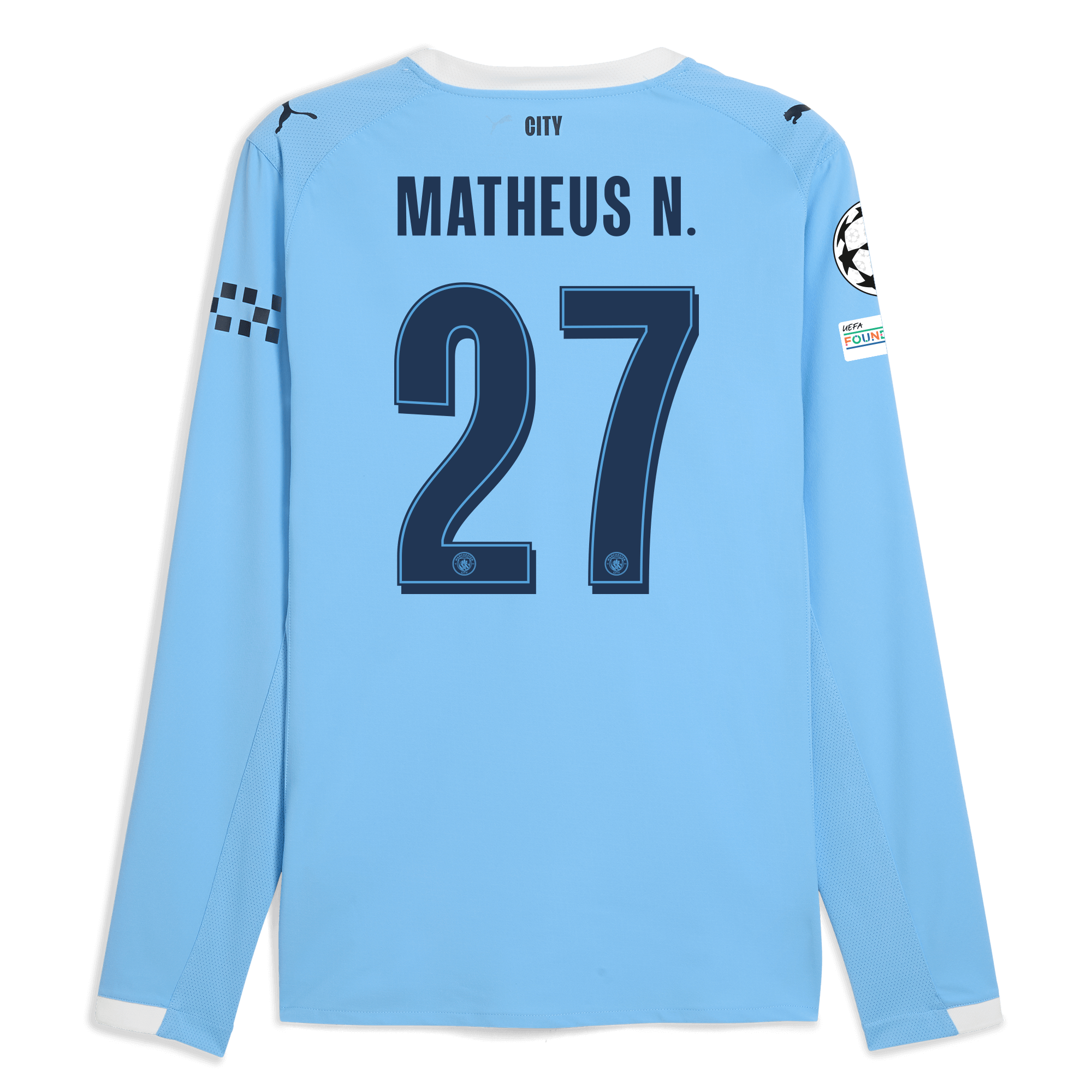 Manchester City manchester city man city champions league home authentic jersey 202526 long sleeve with matheus n. 27 printing Collection - ManchesterCitystore.com
