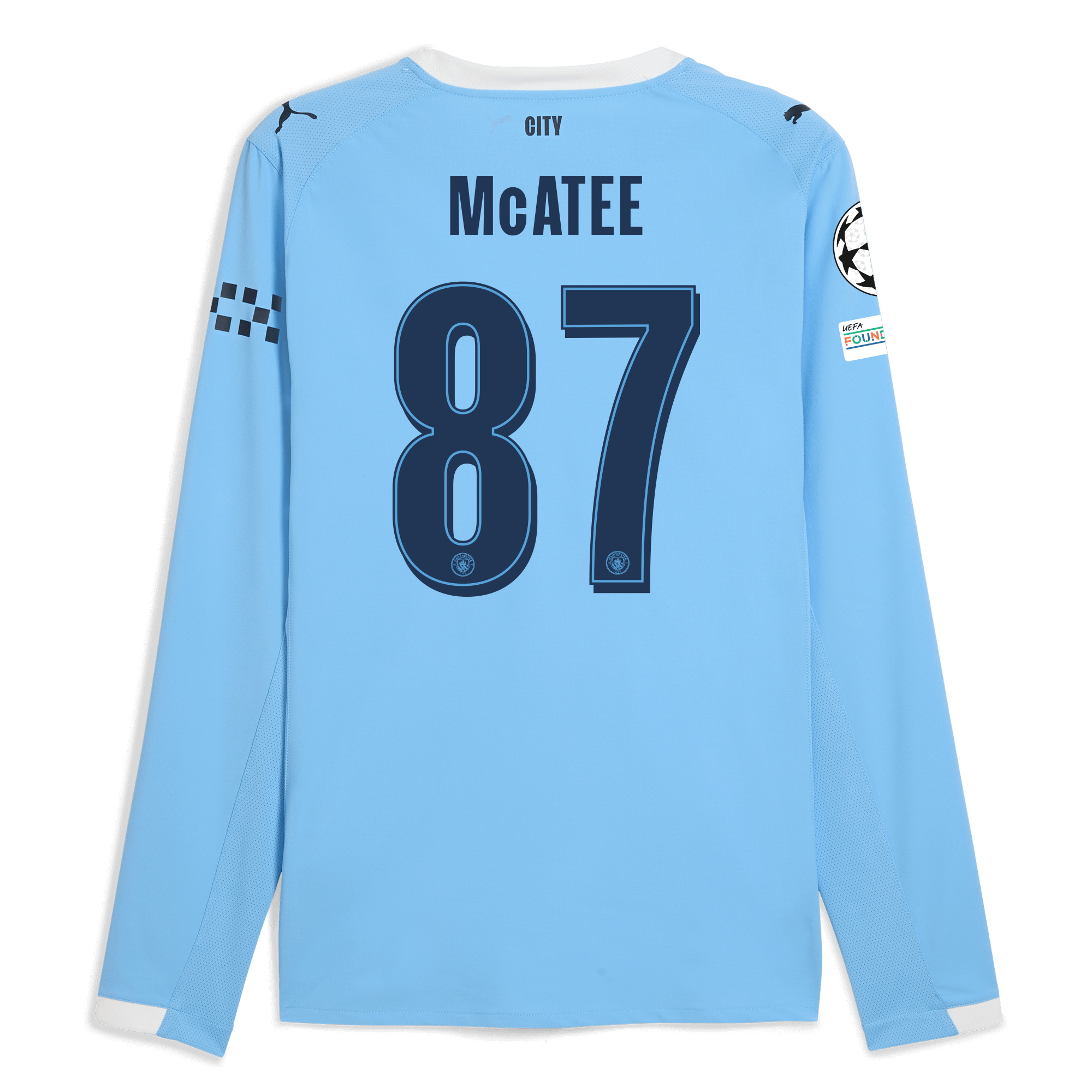 Manchester City manchester city man city champions league home authentic jersey 202526 long sleeve with mcatee 87 printing Collection - ManchesterCitystore.com