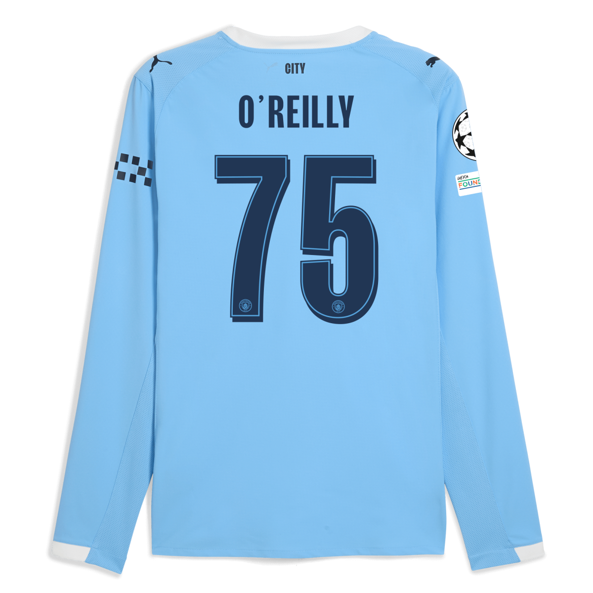 Manchester City manchester city man city champions league home authentic jersey 202526 long sleeve with oreilly 75 printing Collection - ManchesterCitystore.com