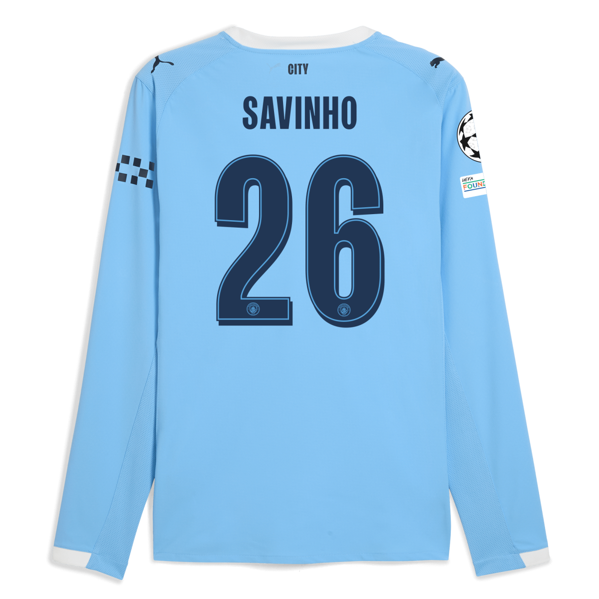 Manchester City manchester city man city champions league home authentic jersey 202526 long sleeve with savinho 26 printing Collection - ManchesterCitystore.com