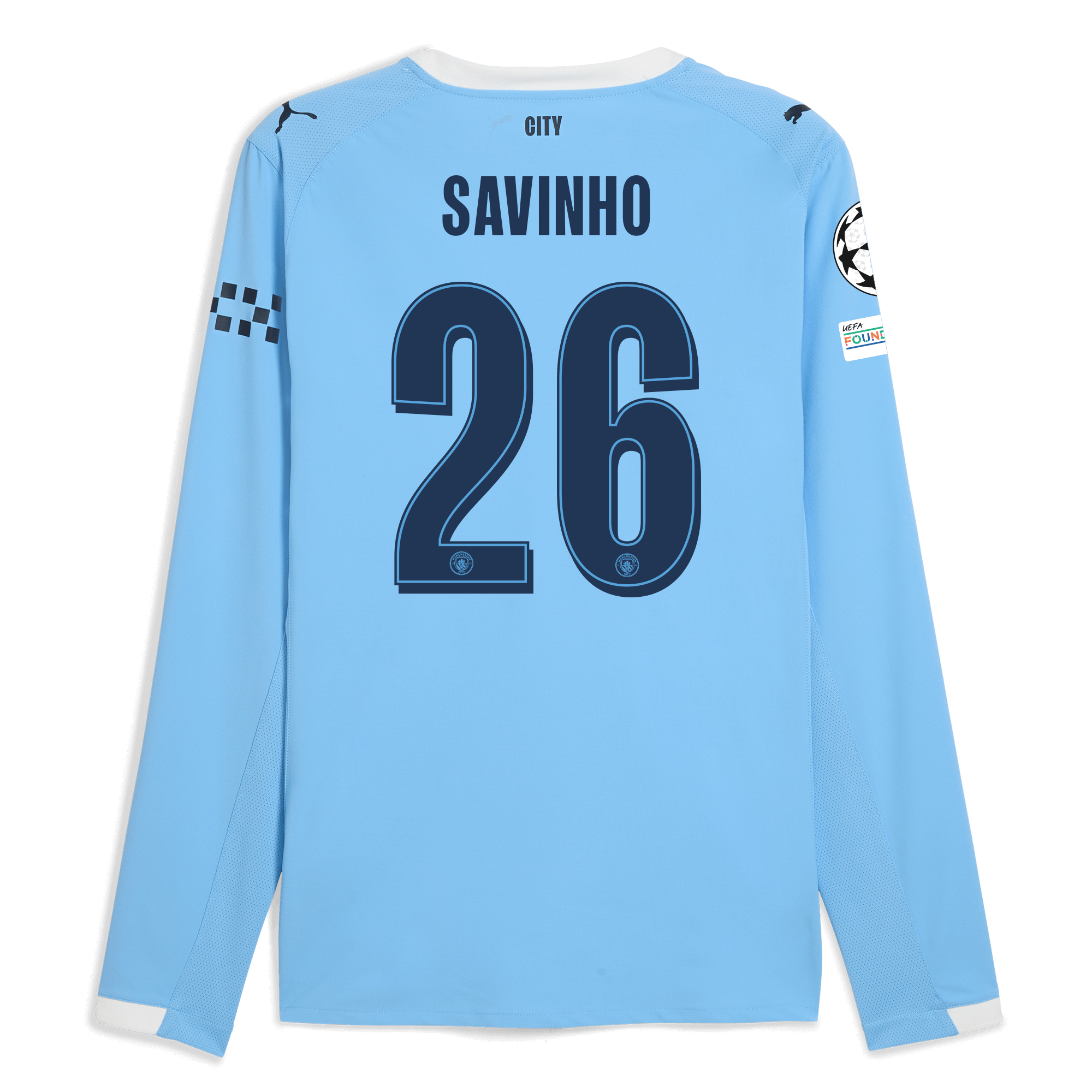 Manchester City manchester city man city champions league home authentic jersey 202526 long sleeve with savinho 26 printing Collection - ManchesterCitystore.com