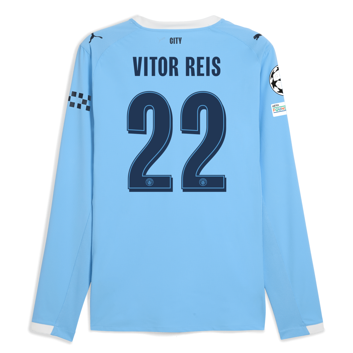 Manchester City manchester city man city champions league home authentic jersey 202526 long sleeve with vitor reis 22 printing Collection - ManchesterCitystore.com