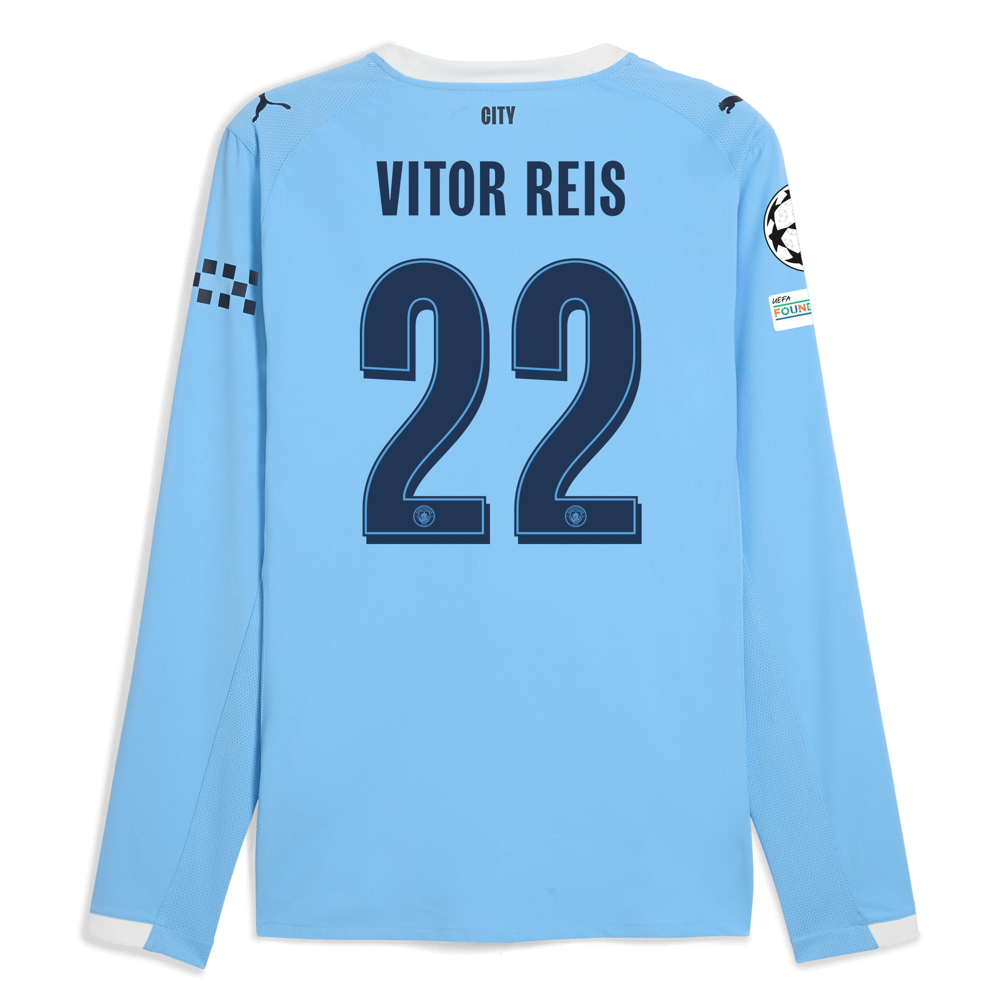 Manchester City manchester city man city champions league home authentic jersey 202526 long sleeve with vitor reis 22 printing Collection - ManchesterCitystore.com