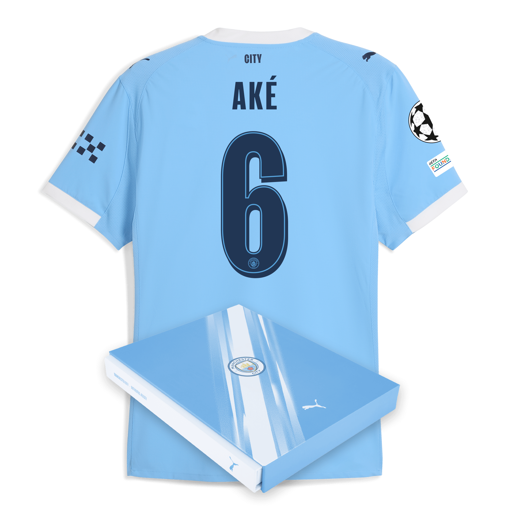 Manchester City manchester city man city champions league home authentic jersey 202526 with ake 6 printing in gift box Collection - ManchesterCitystore.com