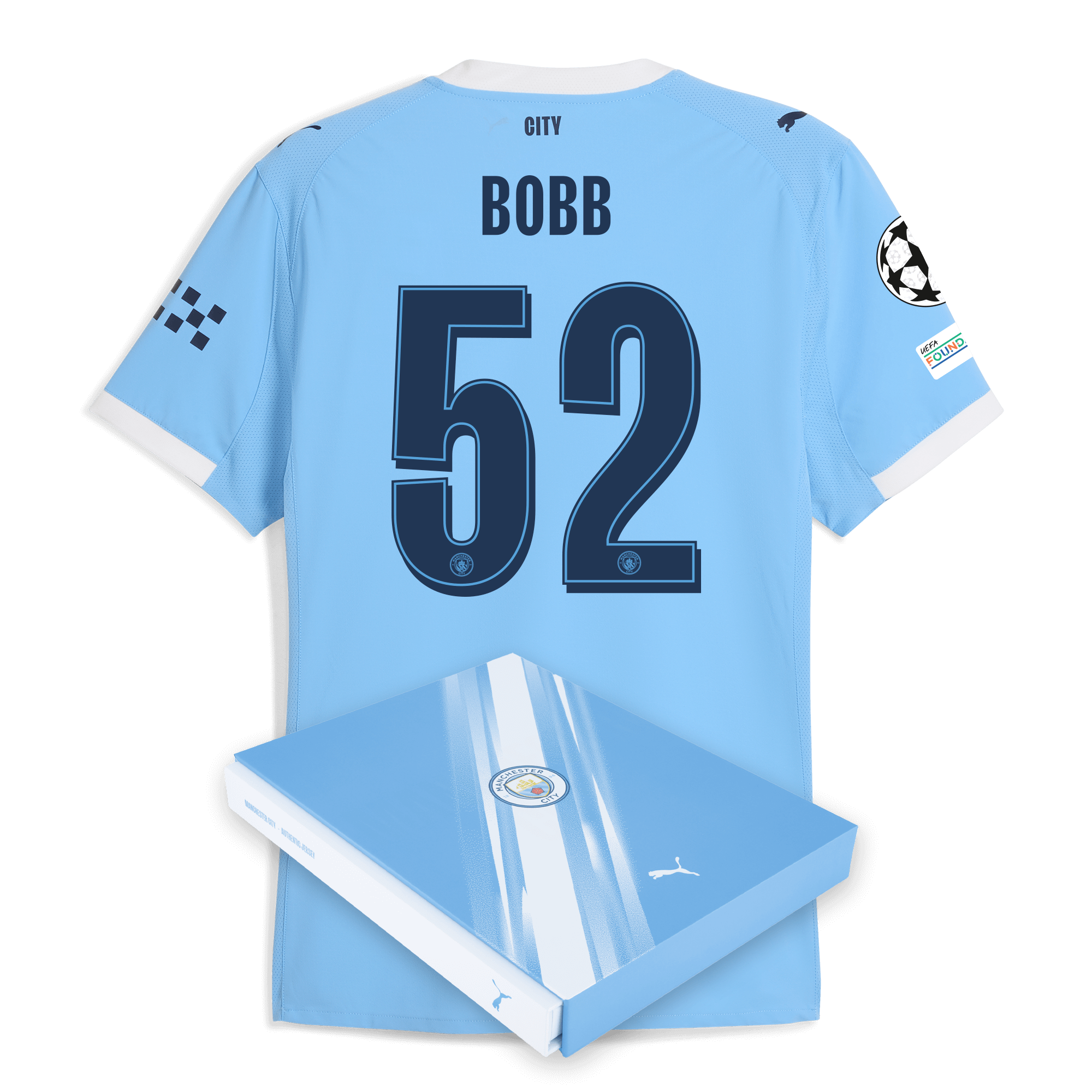 Manchester City manchester city man city champions league home authentic jersey 202526 with bobb 52 printing in gift box Collection - ManchesterCitystore.com