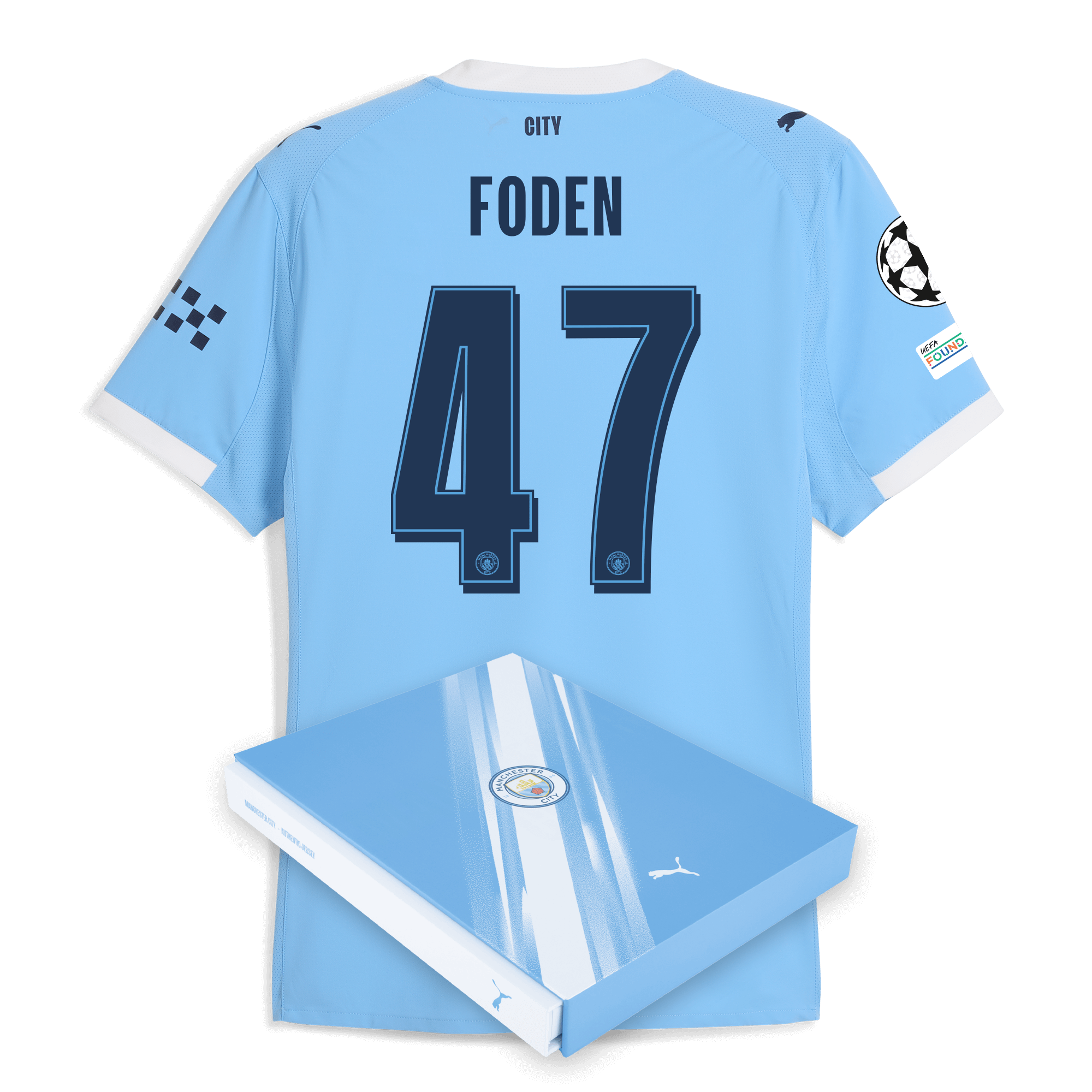 Manchester City manchester city man city champions league home authentic jersey 202526 with foden 47 printing in gift box Collection - ManchesterCitystore.com