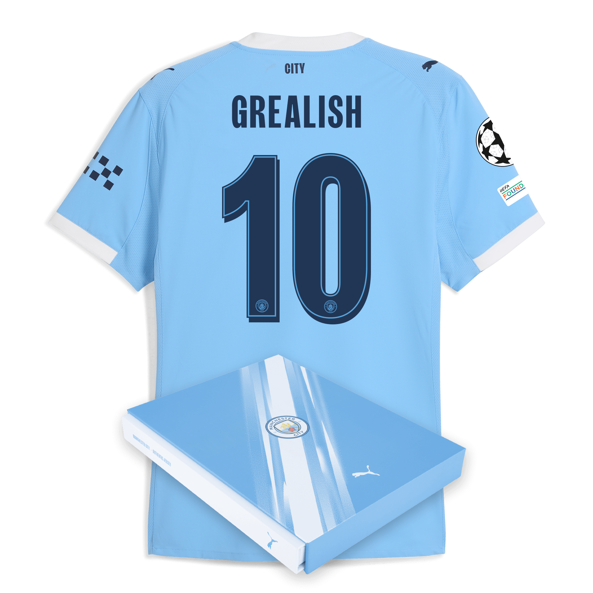 Manchester City manchester city man city champions league home authentic jersey 202526 with grealish 10 printing in gift box Collection - ManchesterCitystore.com