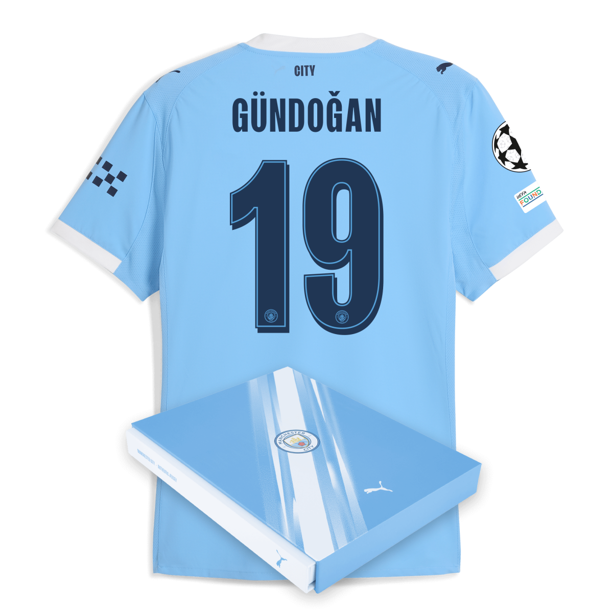 Manchester City manchester city man city champions league home authentic jersey 202526 with gundogan 19 printing in gift box Collection - ManchesterCitystore.com