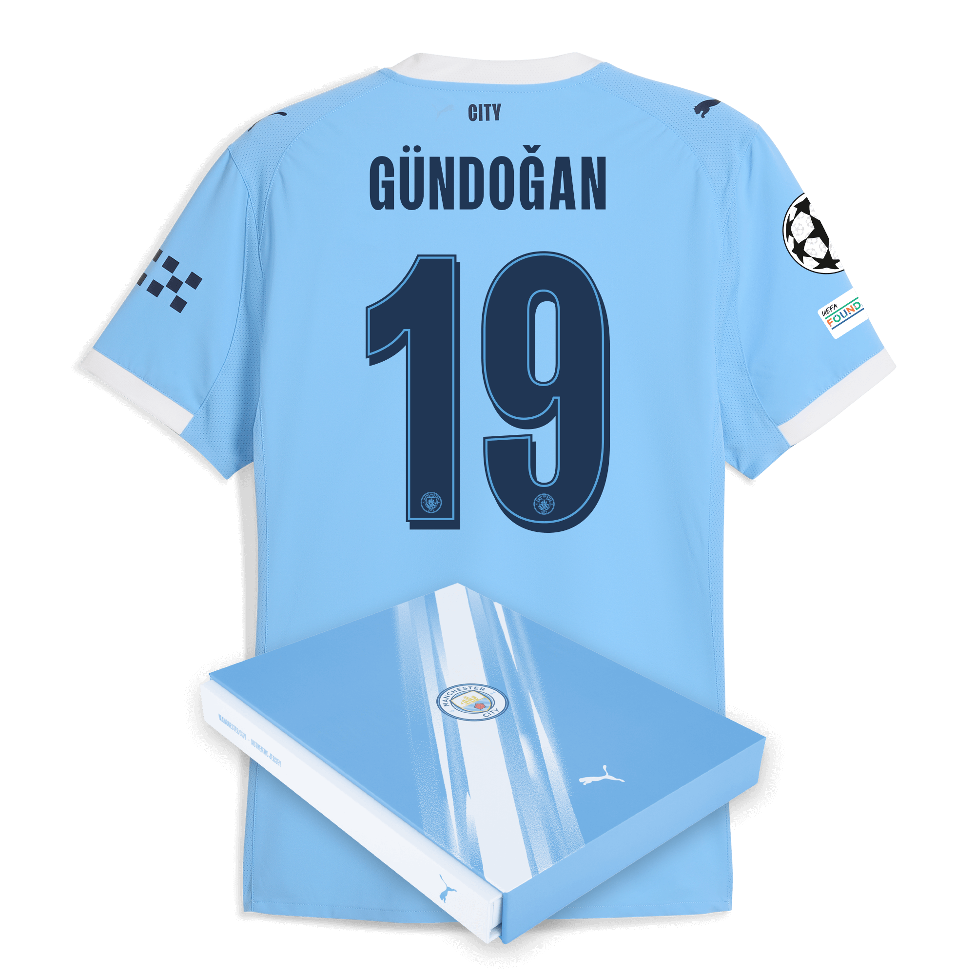 Manchester City manchester city man city champions league home authentic jersey 202526 with gundogan 19 printing in gift box Collection - ManchesterCitystore.com