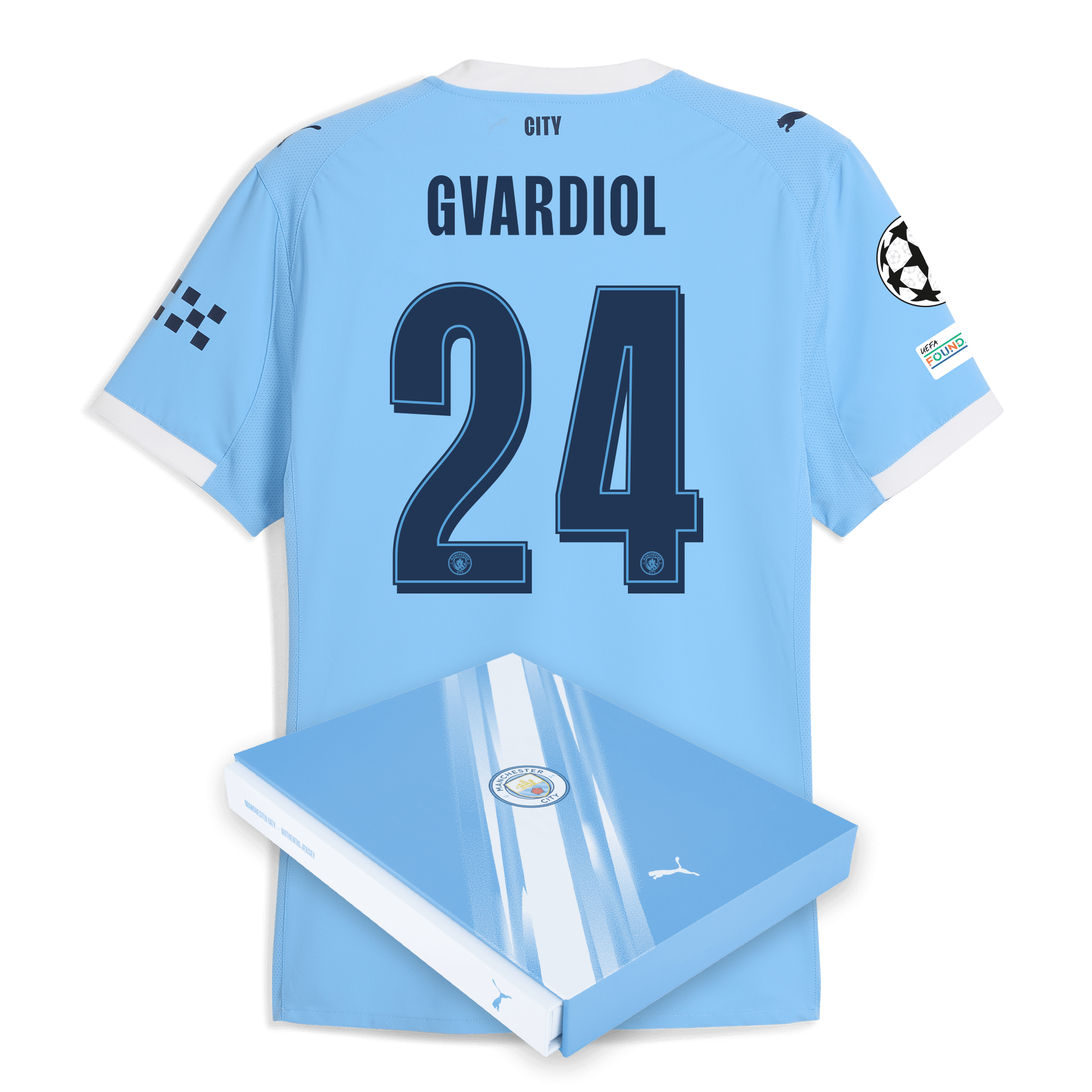 Manchester City manchester city man city champions league home authentic jersey 202526 with gvardiol 24 printing in gift box Collection - ManchesterCitystore.com