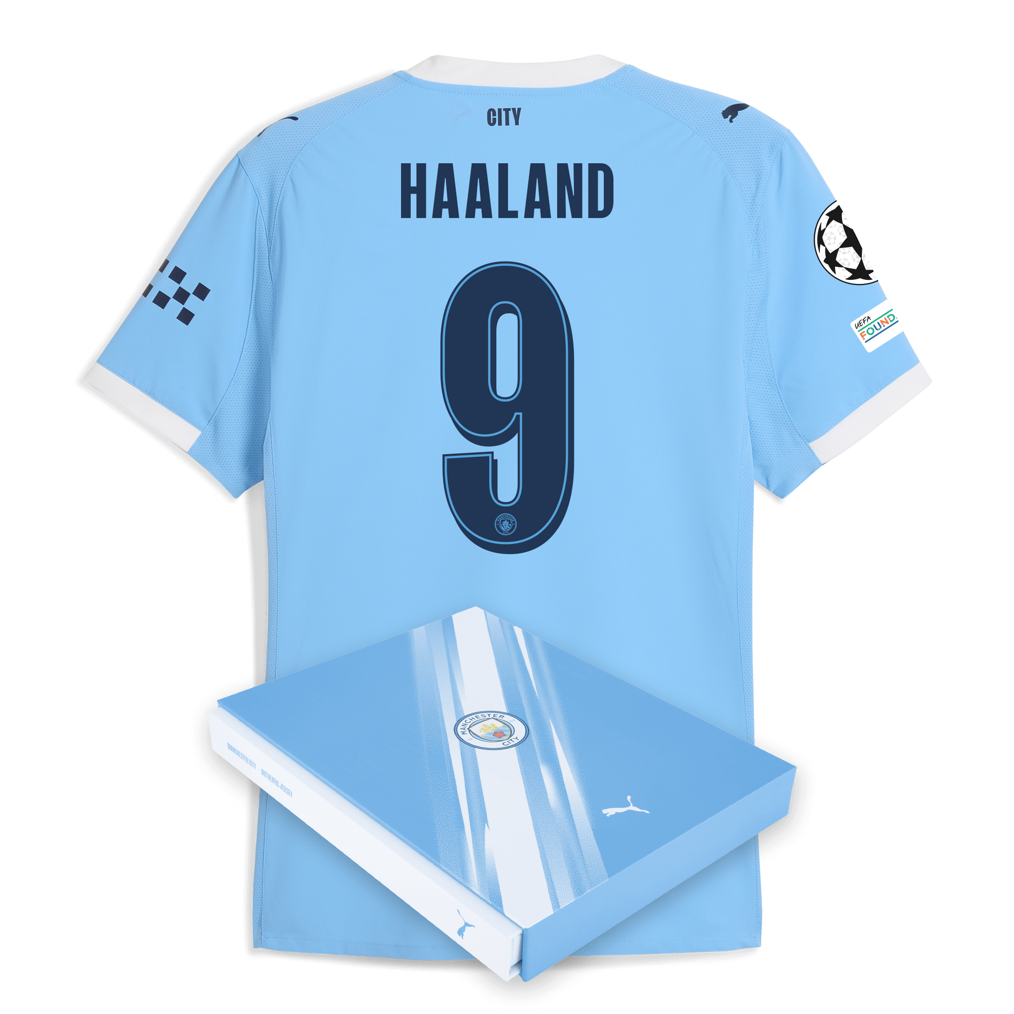 Manchester City manchester city man city champions league home authentic jersey 202526 with haaland 9 printing in gift box Collection - ManchesterCitystore.com