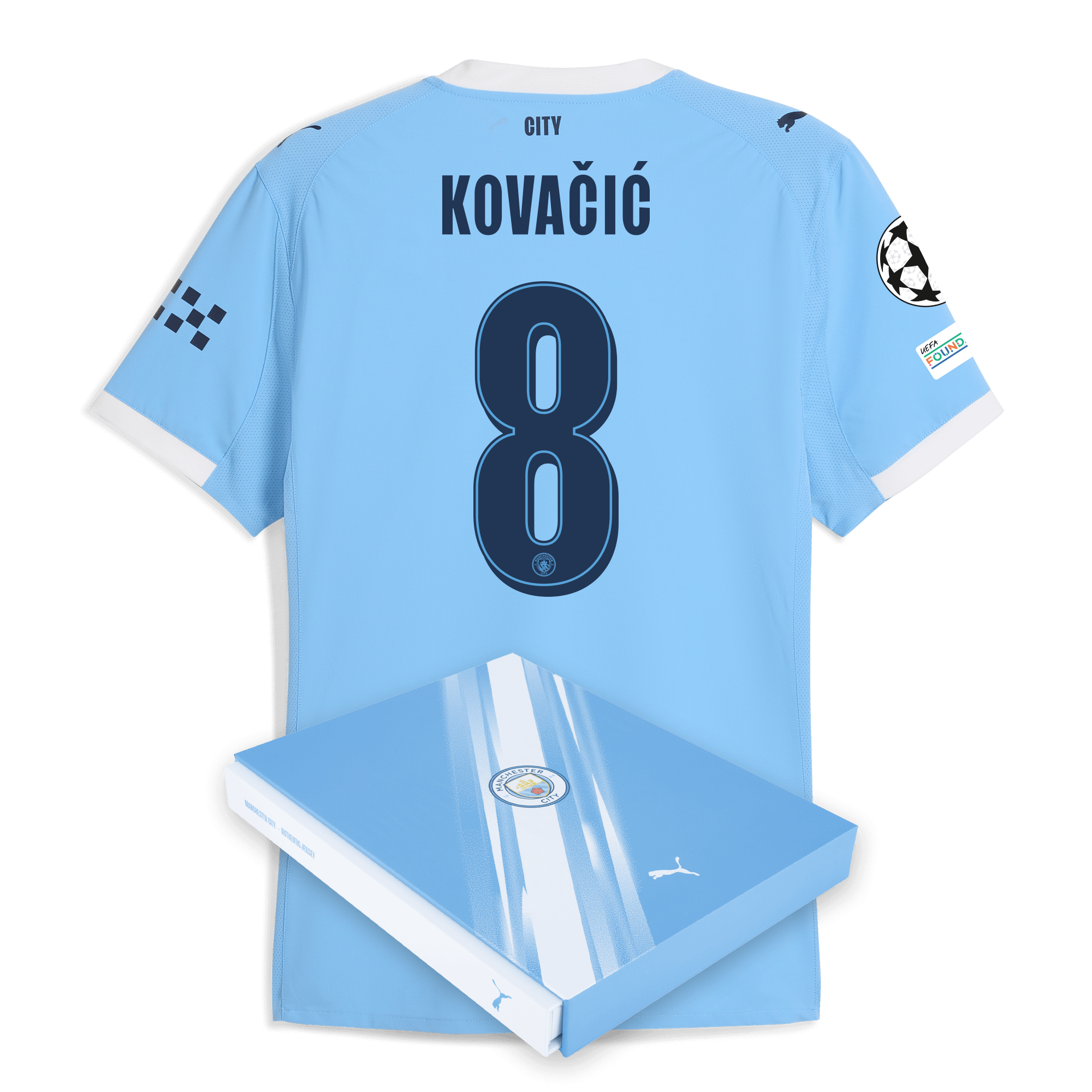 Manchester City manchester city man city champions league home authentic jersey 202526 with kovacic 8 printing in gift box Collection - ManchesterCitystore.com