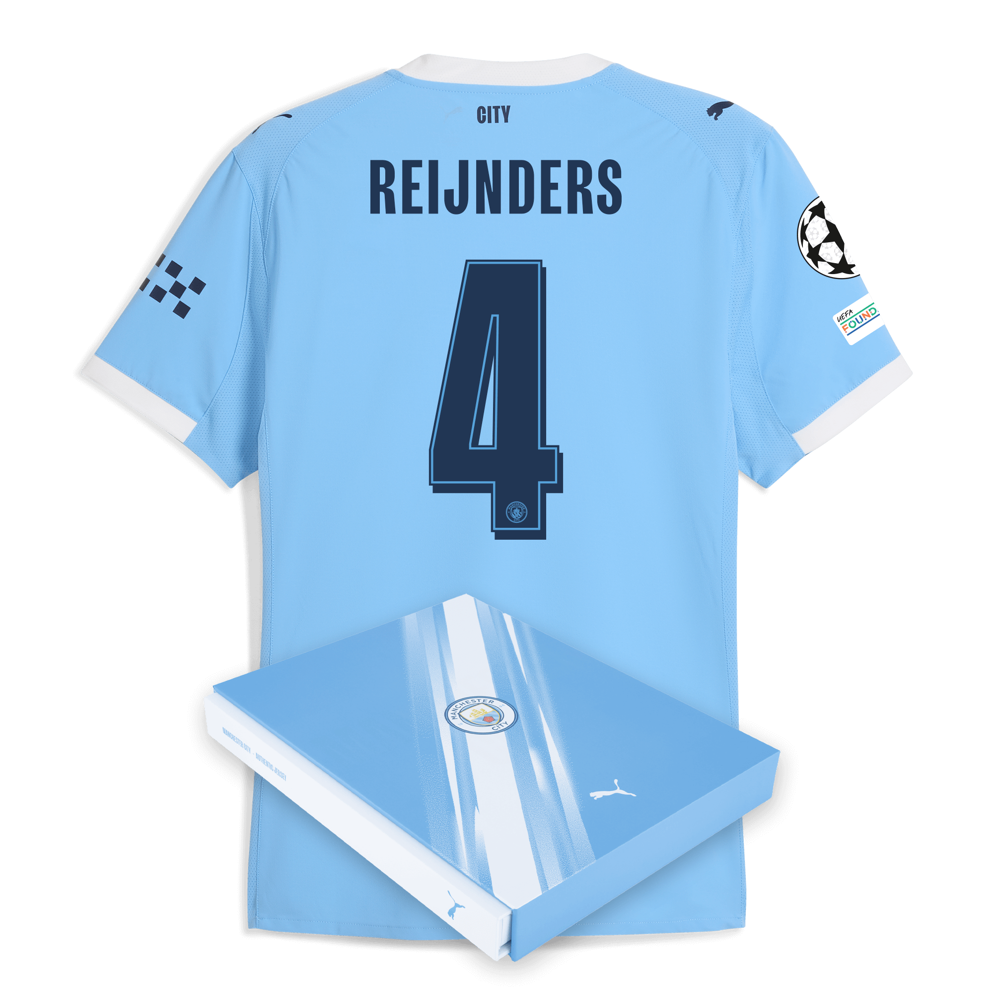 Manchester City manchester city man city champions league home authentic jersey 202526 with reijnders 4 printing in gift box Collection - ManchesterCitystore.com
