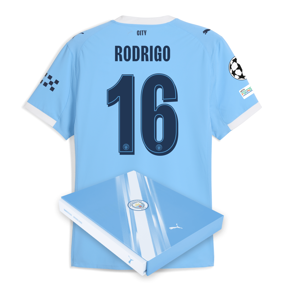 Manchester City manchester city man city champions league home authentic jersey 202526 with rodrigo 16 printing in gift box Collection - ManchesterCitystore.com