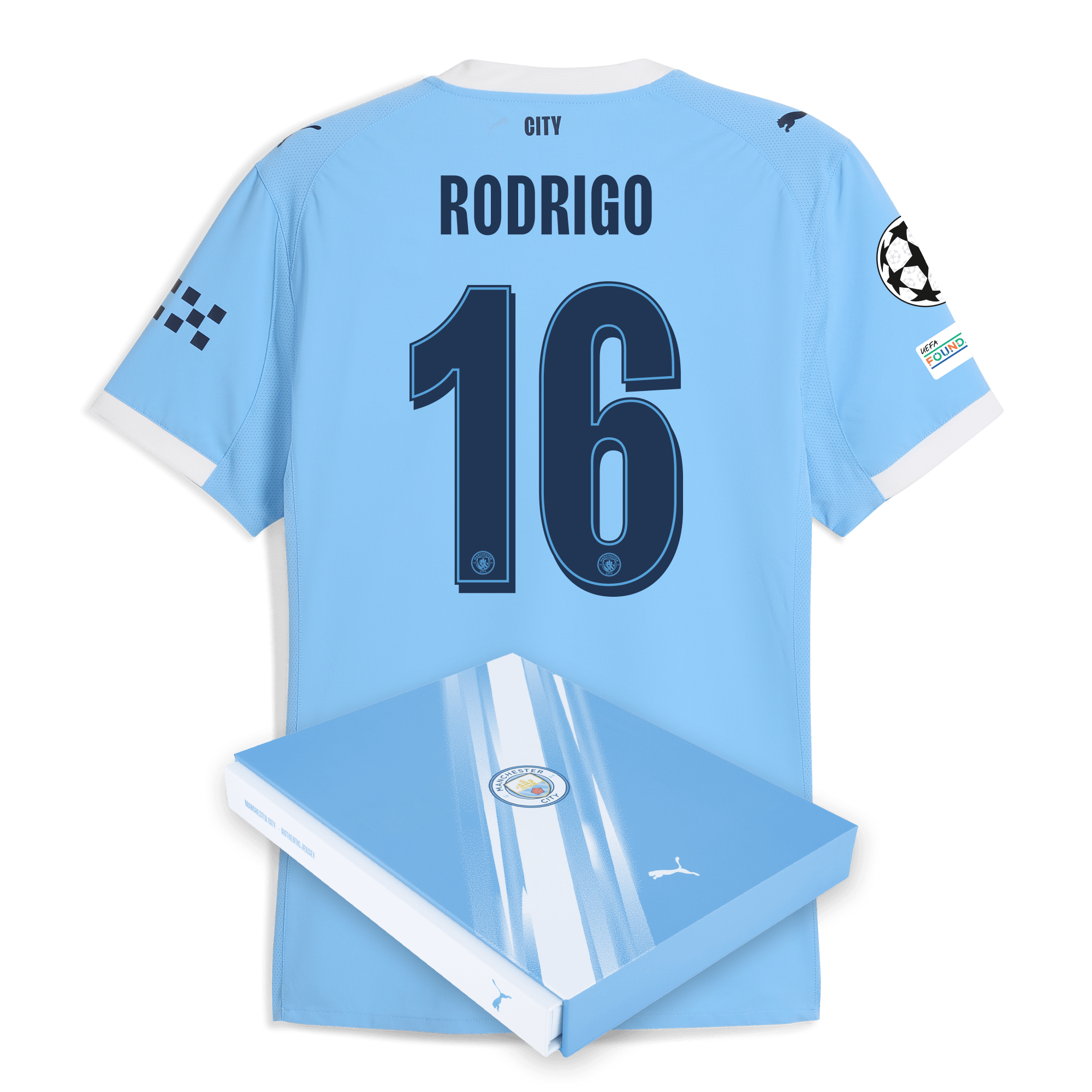Manchester City manchester city man city champions league home authentic jersey 202526 with rodrigo 16 printing in gift box Collection - ManchesterCitystore.com