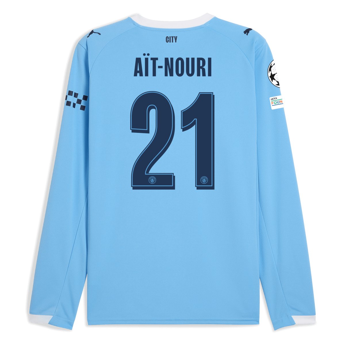 Manchester City manchester city man city champions league home jersey 202526 long sleeve with ait-nouri 21 printing Collection - ManchesterCitystore.com
