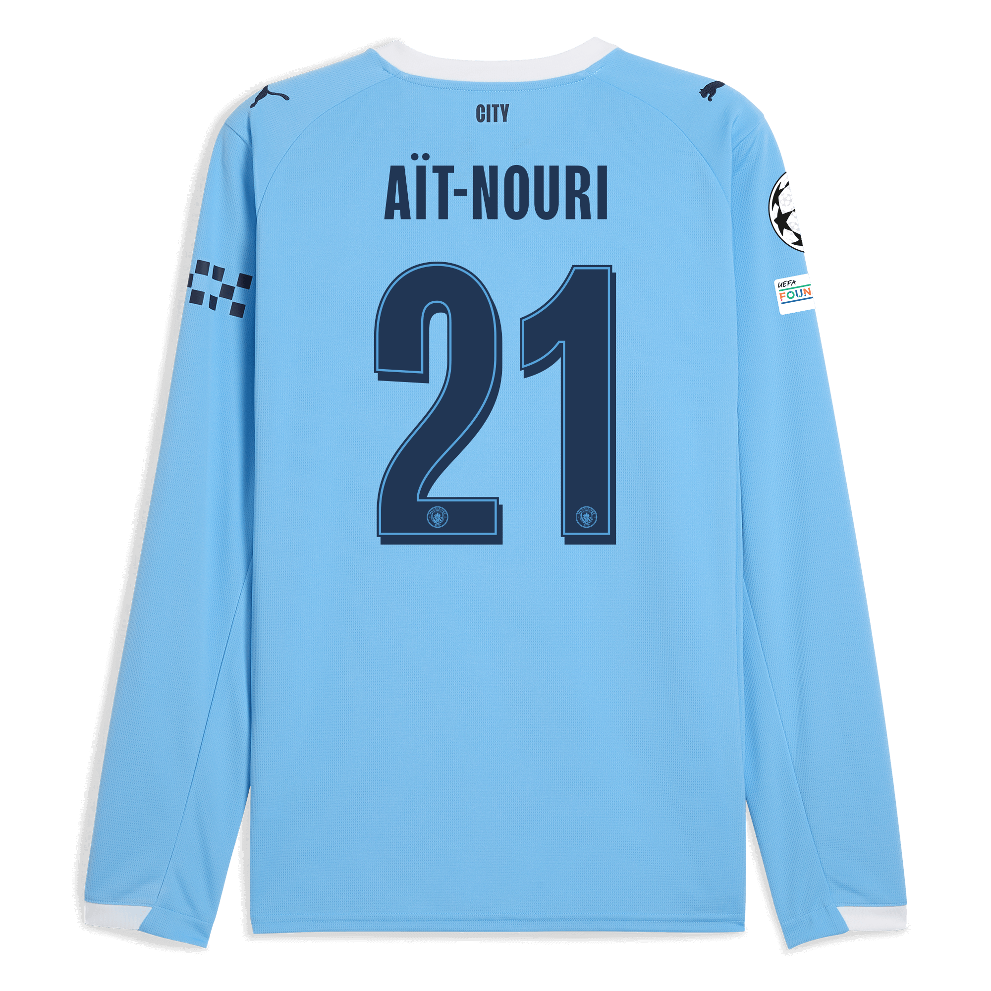 Manchester City manchester city man city champions league home jersey 202526 long sleeve with ait-nouri 21 printing Collection - ManchesterCitystore.com