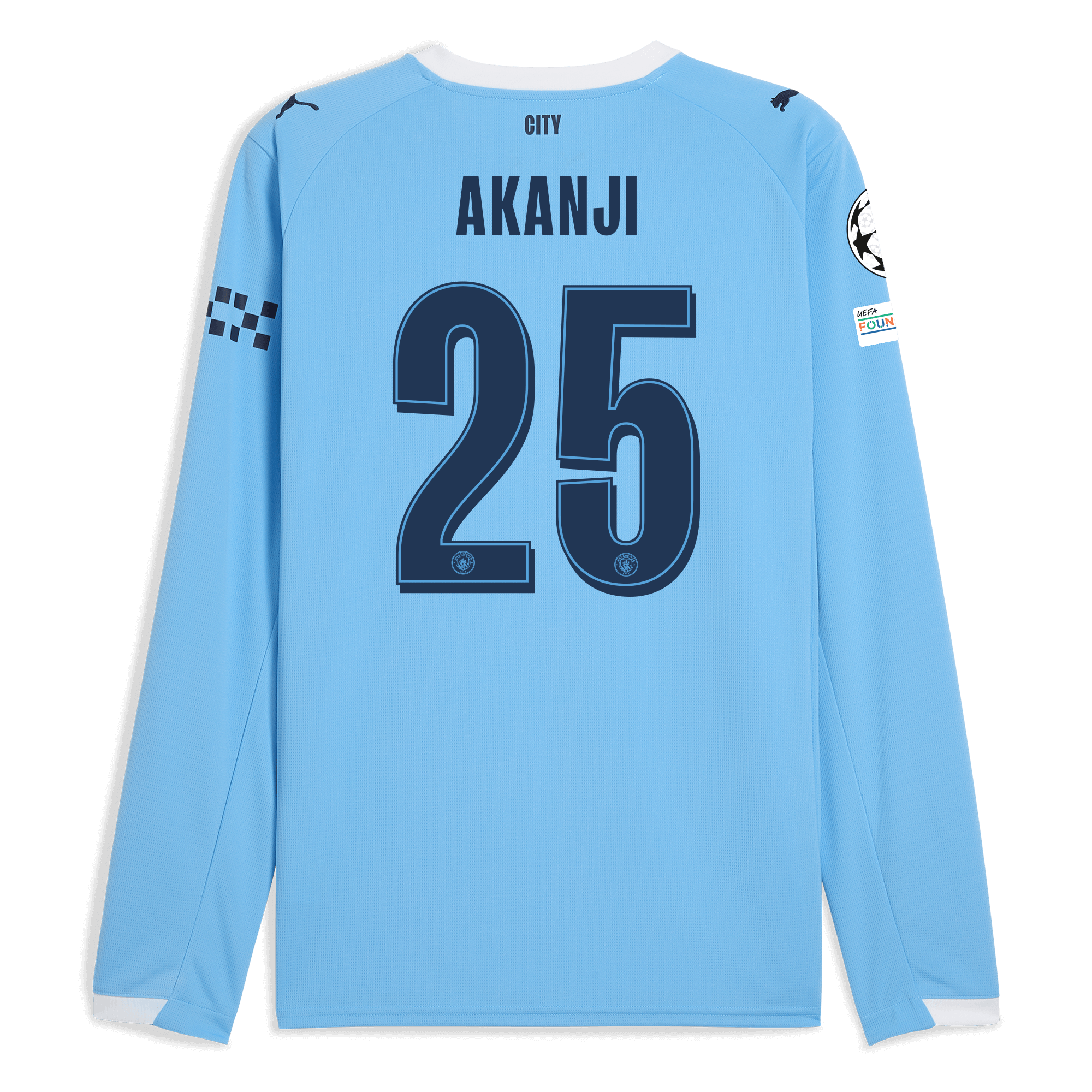 Manchester City manchester city man city champions league home jersey 202526 long sleeve with akanji 25 printing Collection - ManchesterCitystore.com