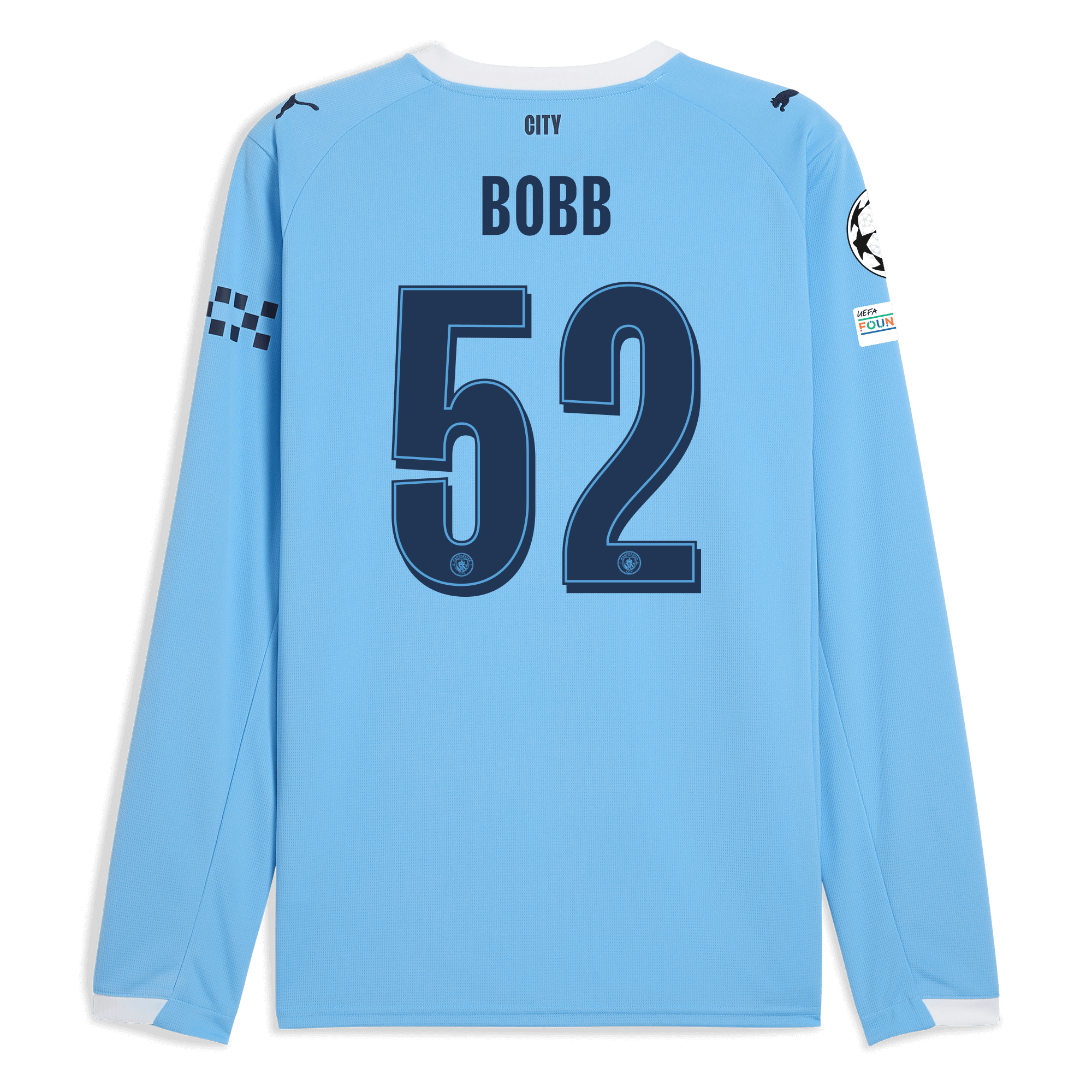 Manchester City manchester city man city champions league home jersey 202526 long sleeve with bobb 52 printing Collection - ManchesterCitystore.com