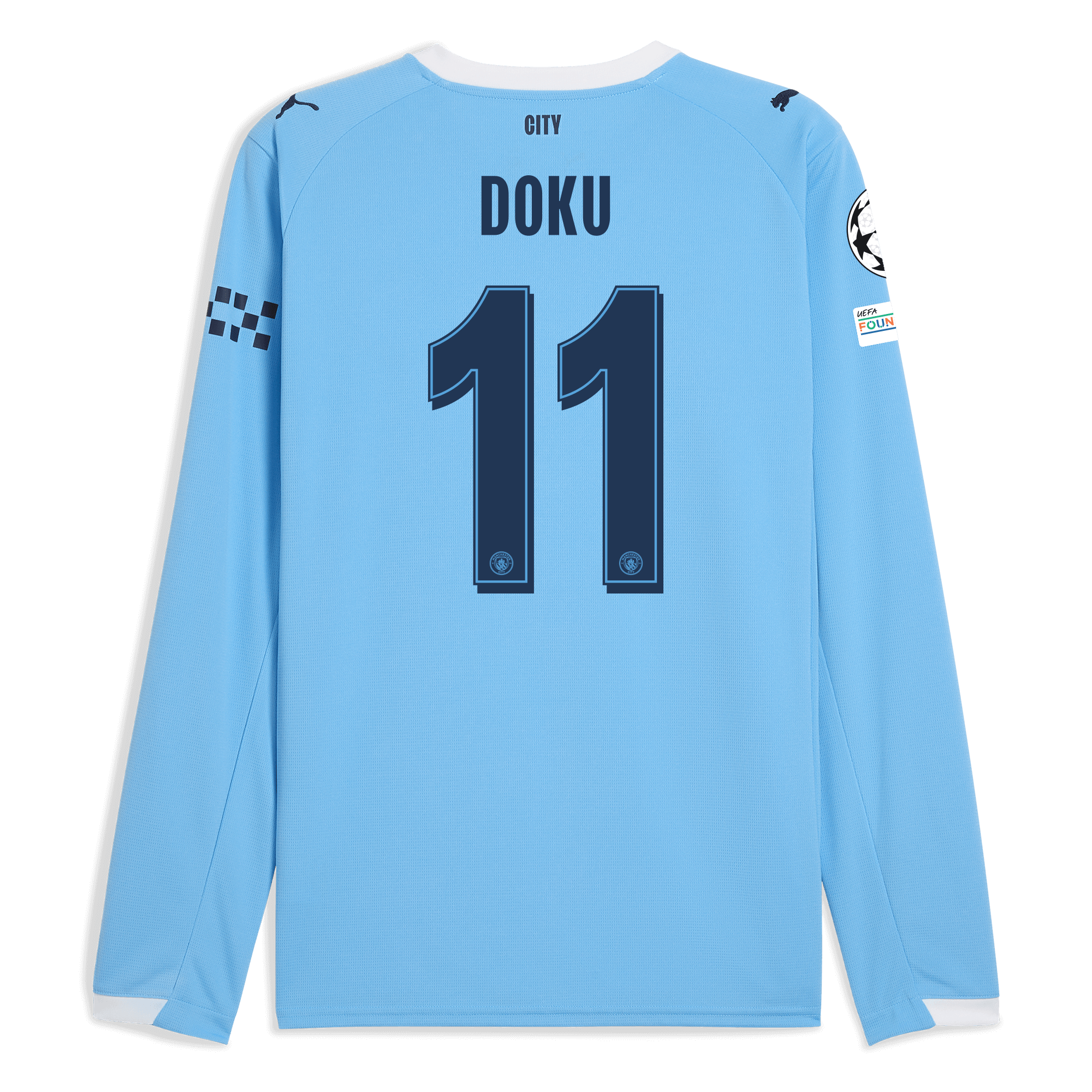 Manchester City manchester city man city champions league home jersey 202526 long sleeve with doku 11 printing Collection - ManchesterCitystore.com