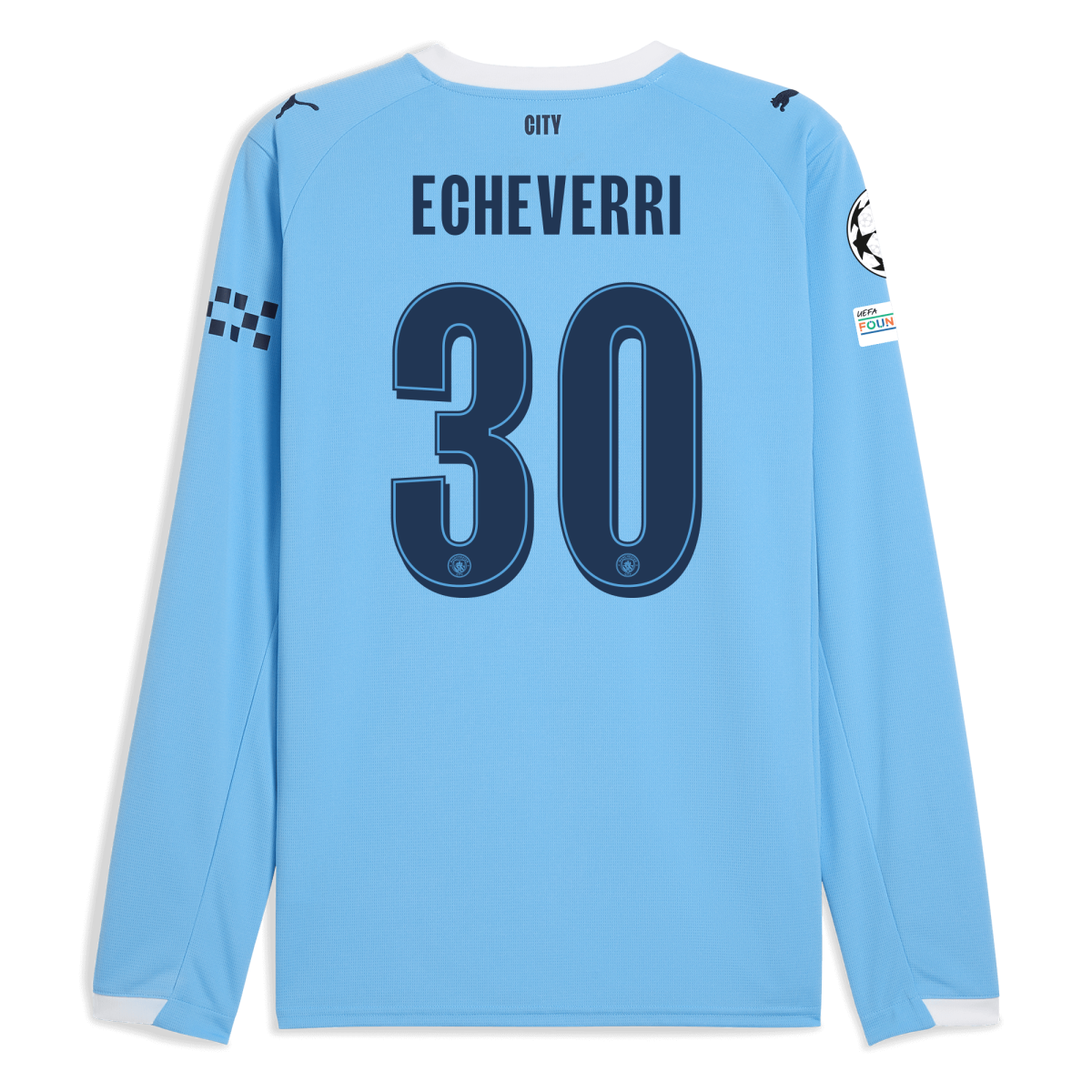 Manchester City manchester city man city champions league home jersey 202526 long sleeve with echeverri 30 printing Collection - ManchesterCitystore.com