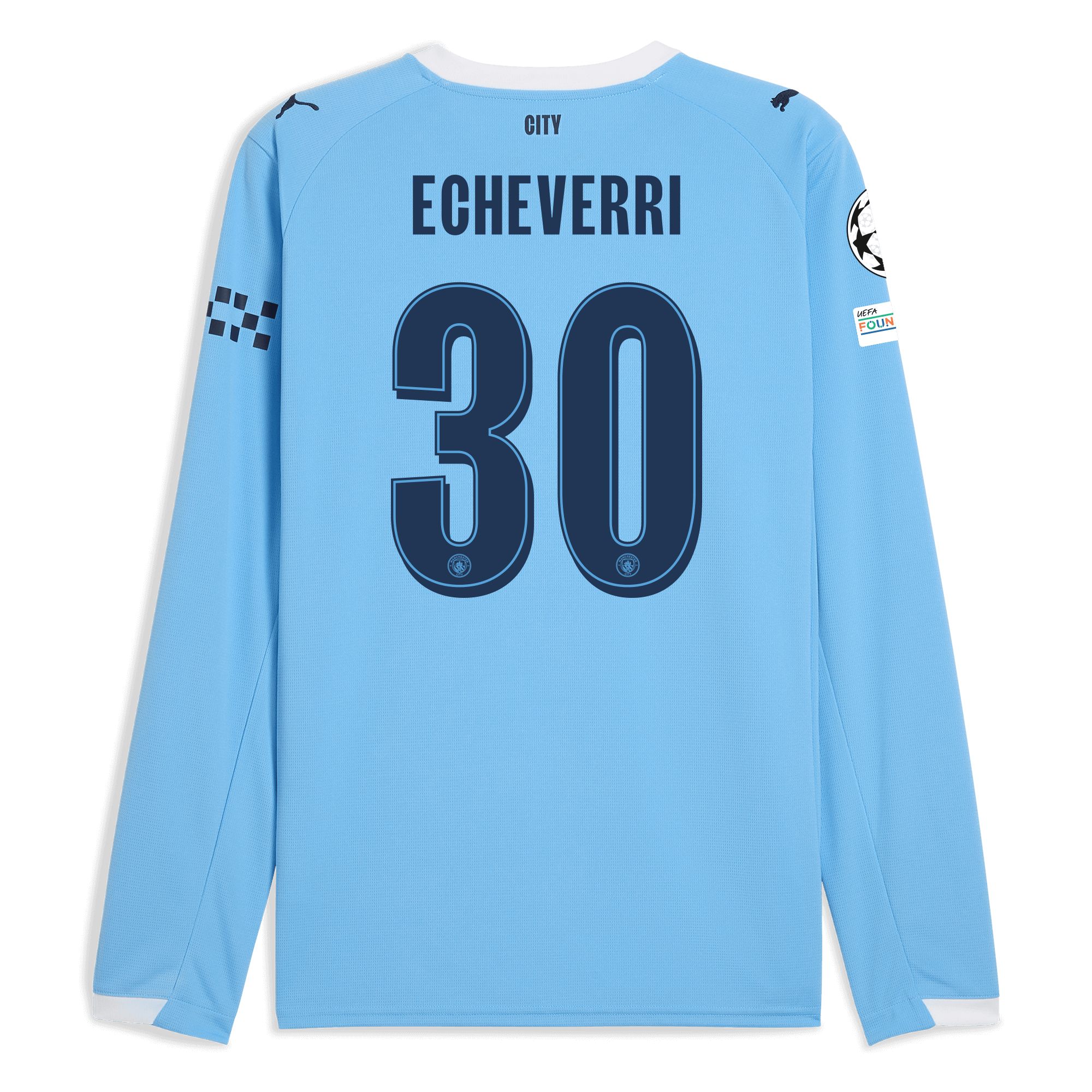 Manchester City manchester city man city champions league home jersey 202526 long sleeve with echeverri 30 printing Collection - ManchesterCitystore.com