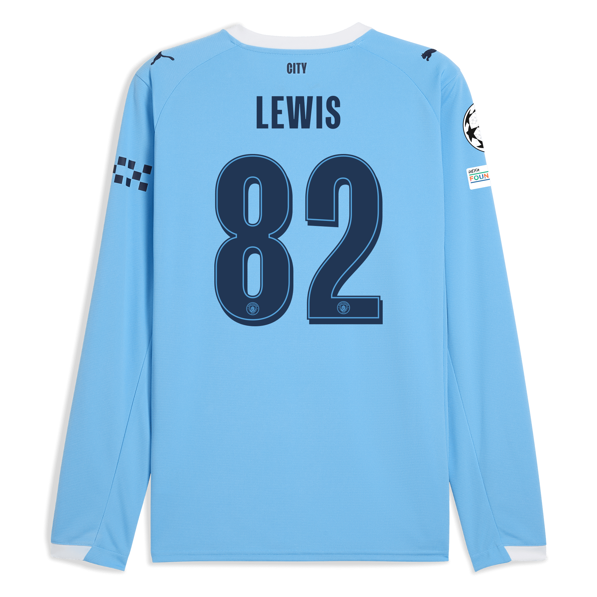 Manchester City manchester city man city champions league home jersey 202526 long sleeve with lewis 82 printing Collection - ManchesterCitystore.com