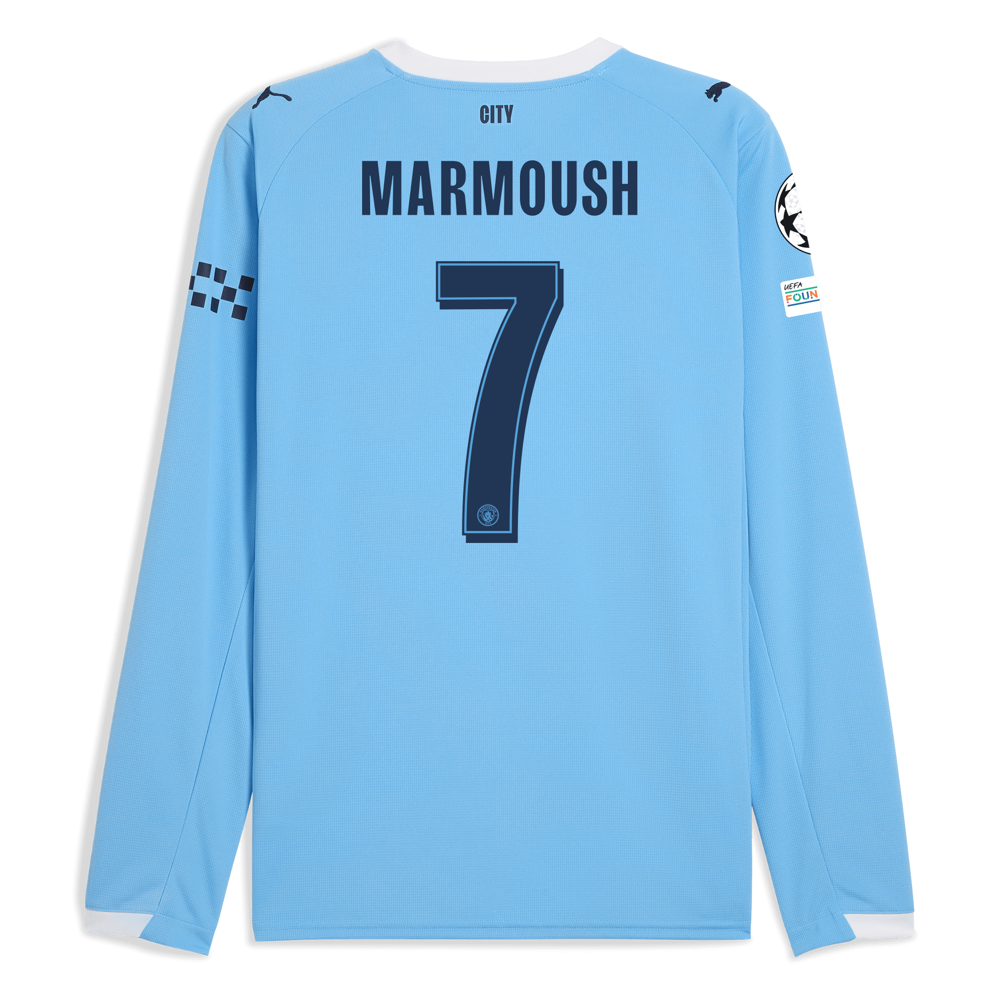 Manchester City manchester city man city champions league home jersey 202526 long sleeve with marmoush 7 printing Collection - ManchesterCitystore.com