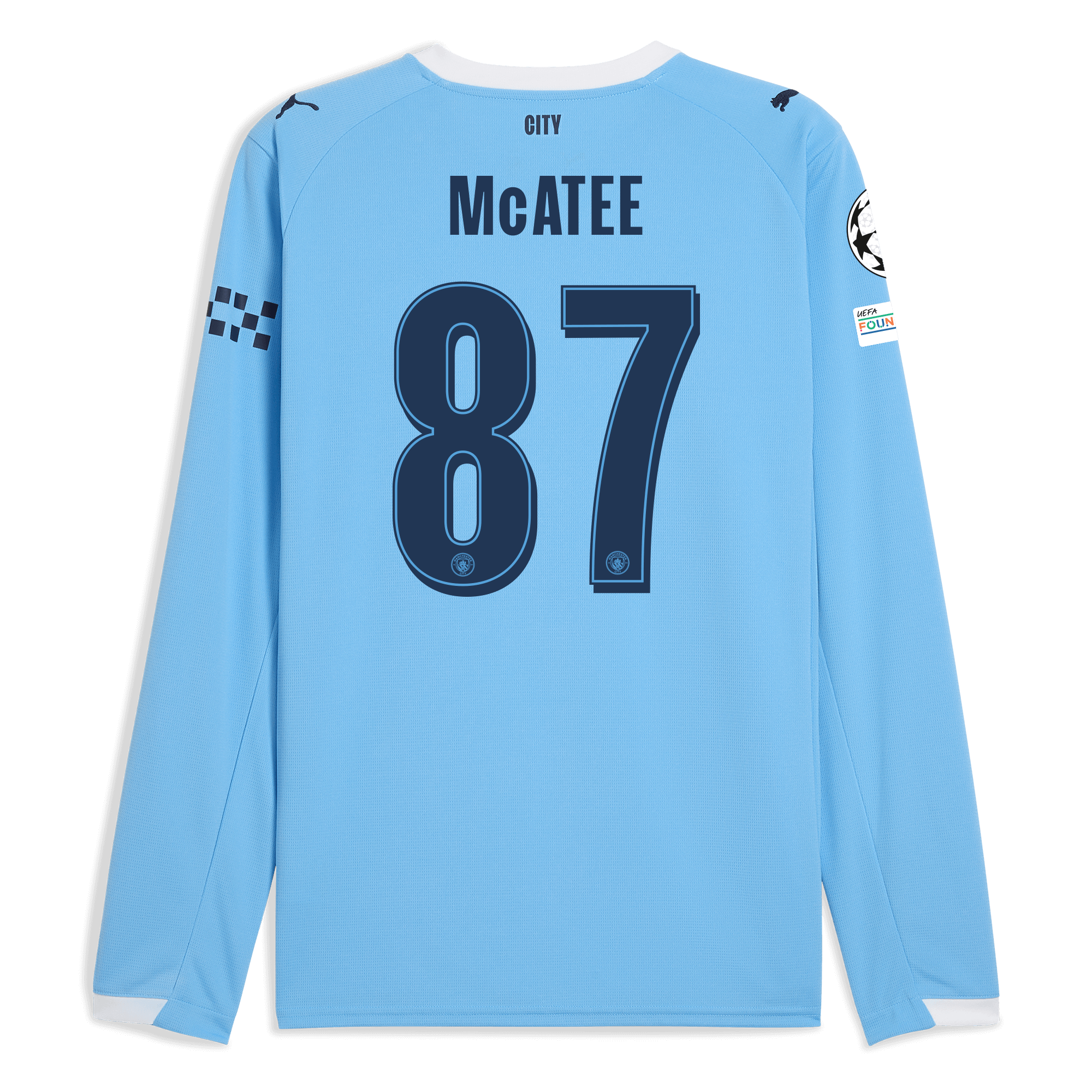 Manchester City manchester city man city champions league home jersey 202526 long sleeve with mcatee 87 printing Collection - ManchesterCitystore.com